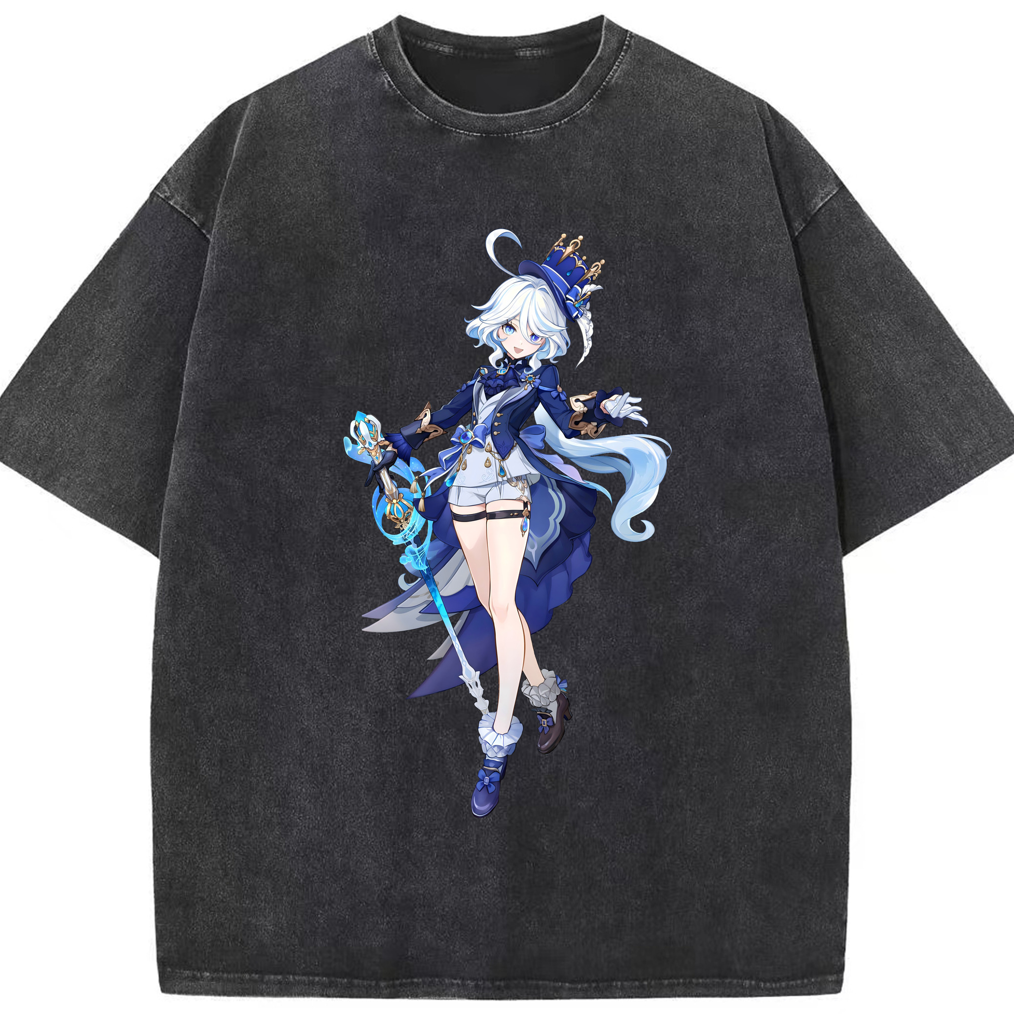 げんし神 フリーナ genshin Furina 綿100% ヴィンテージ風 半袖Tシャツ（フロントプリント）