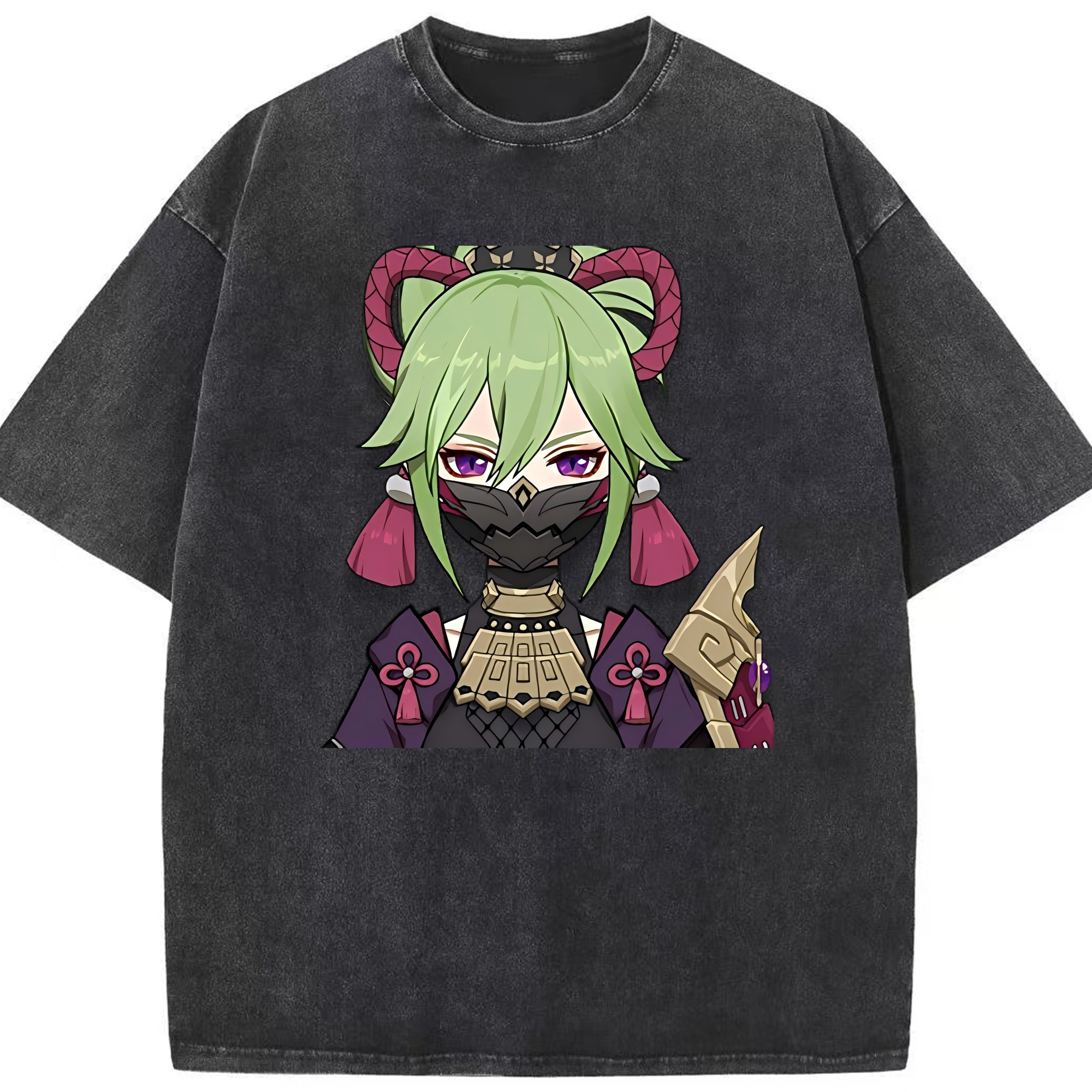 げんし神  久岐忍 くき しのぶ genshin Kuki Shinobu 綿100% ヴィンテージ風 半袖Tシャツ（フロントプリント）