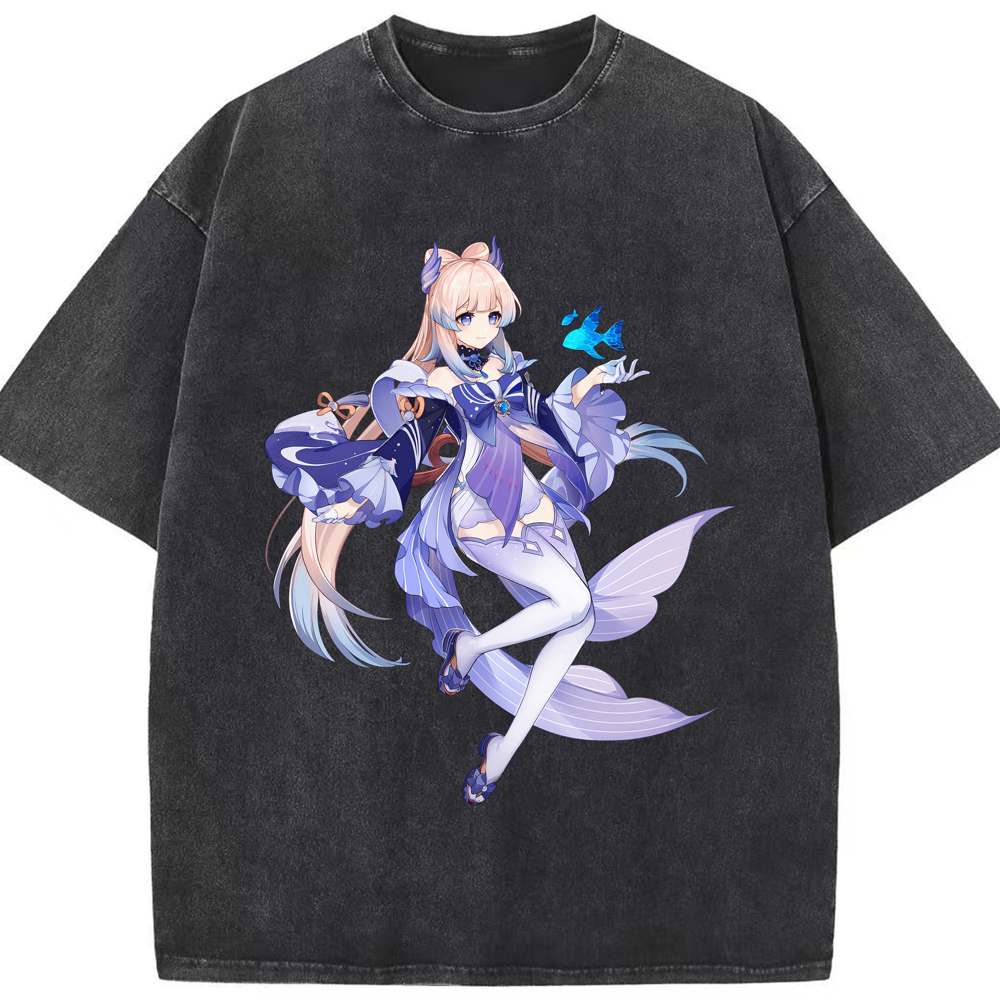 げんし神 珊瑚宮心海 サンゴノミヤ・ココミ genshin Sangonomiya Kokomi 綿100% ヴィンテージ風 半袖Tシャツ（フロントプリント）