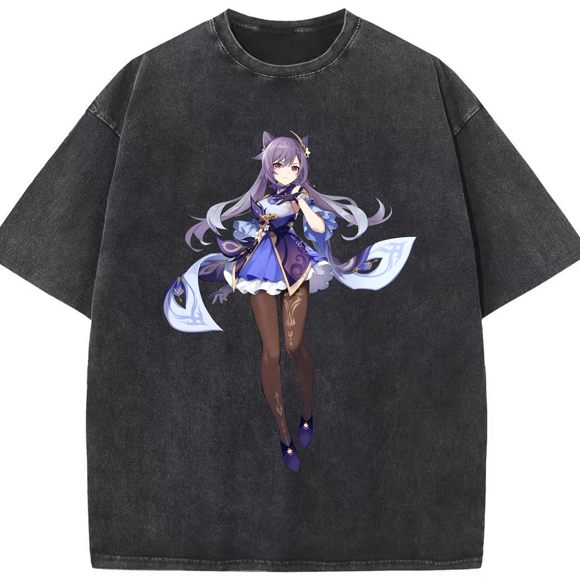 げんし神 刻晴 こくせい genshin Kokusei 綿100% ヴィンテージ風 半袖Tシャツ（フロントプリント）