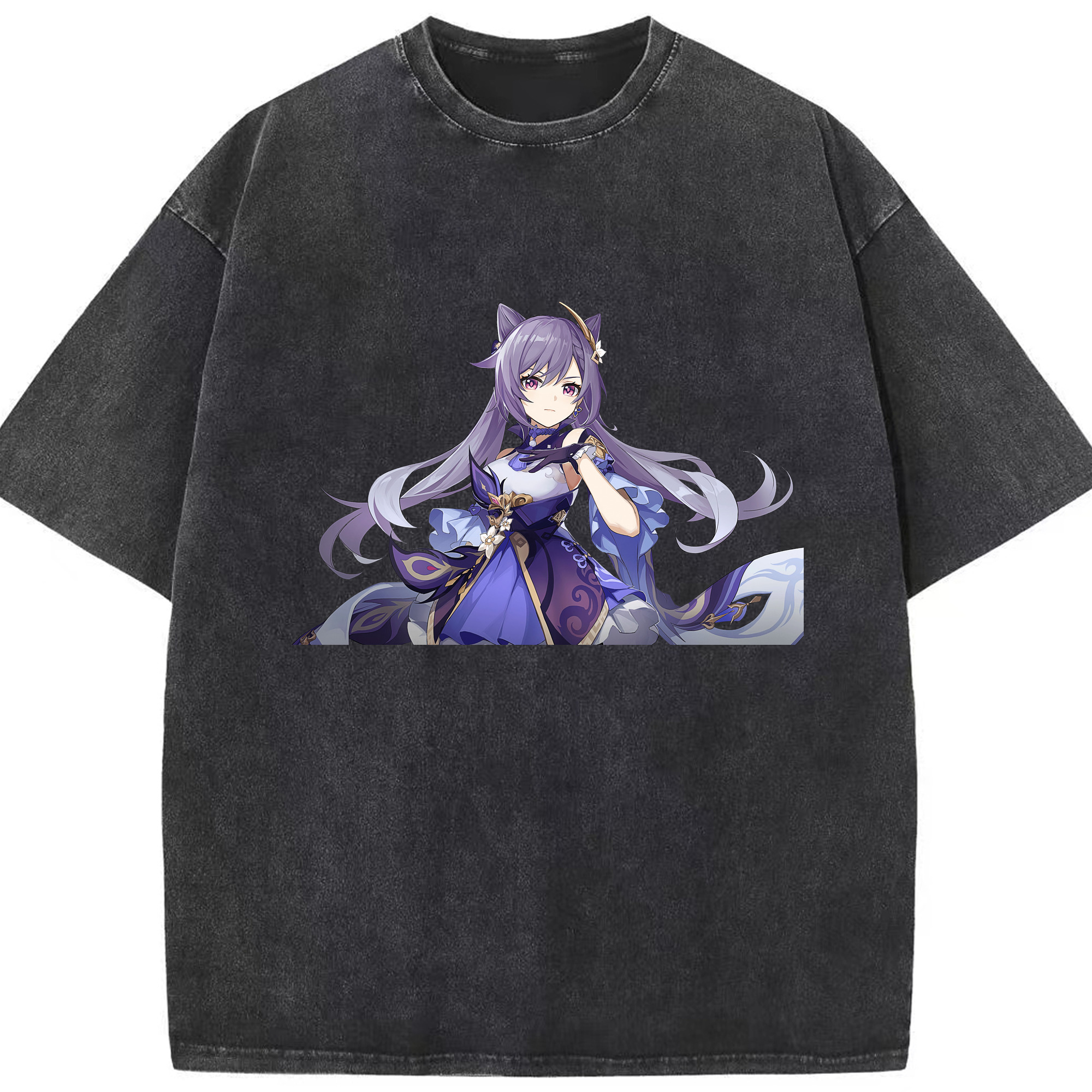 げんし神 刻晴 こくせい genshin Kokusei 綿100% ヴィンテージ風 半袖Tシャツ（フロントプリント）