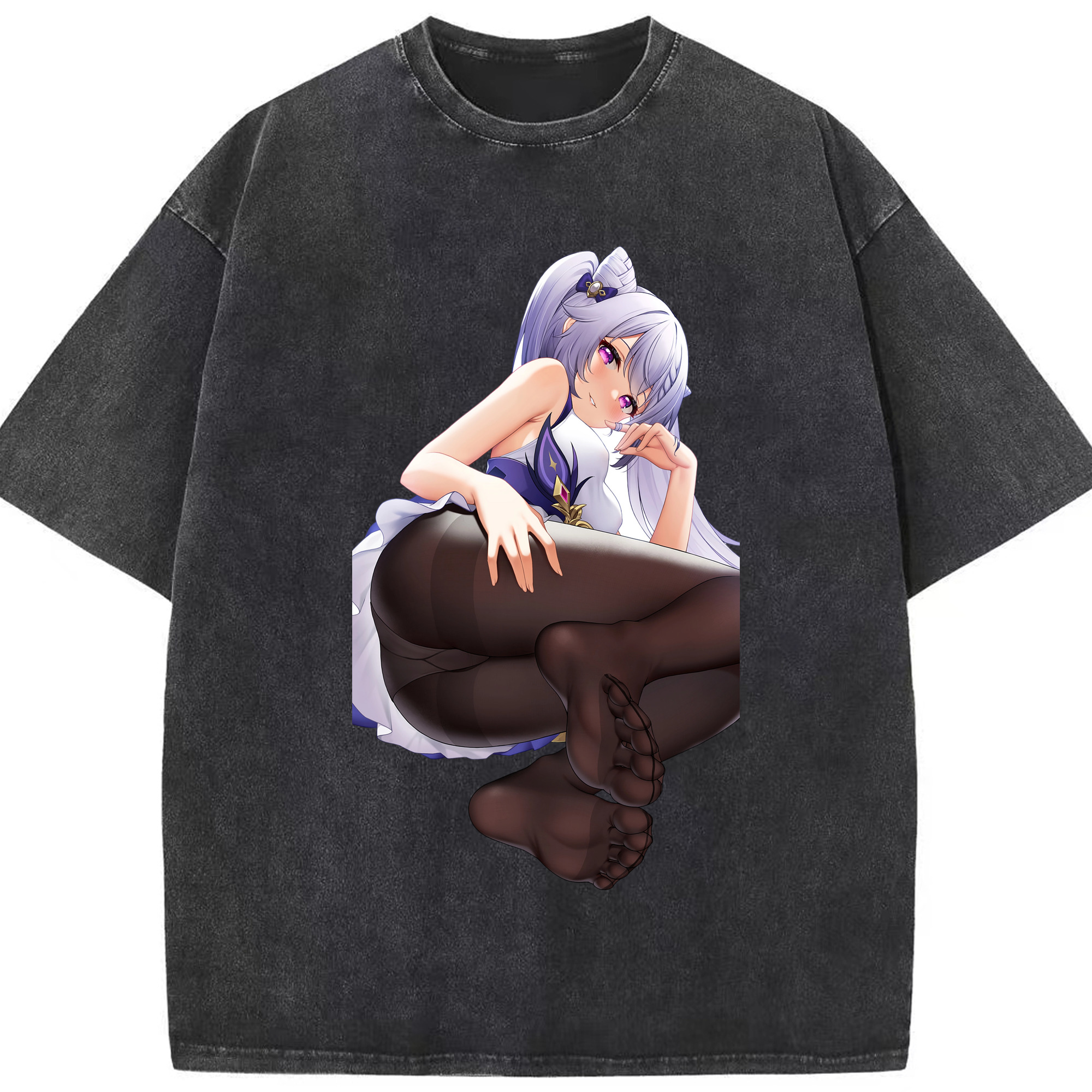 げんし神 刻晴 こくせい genshin Kokusei 綿100% ヴィンテージ風 半袖Tシャツ（フロントプリント）