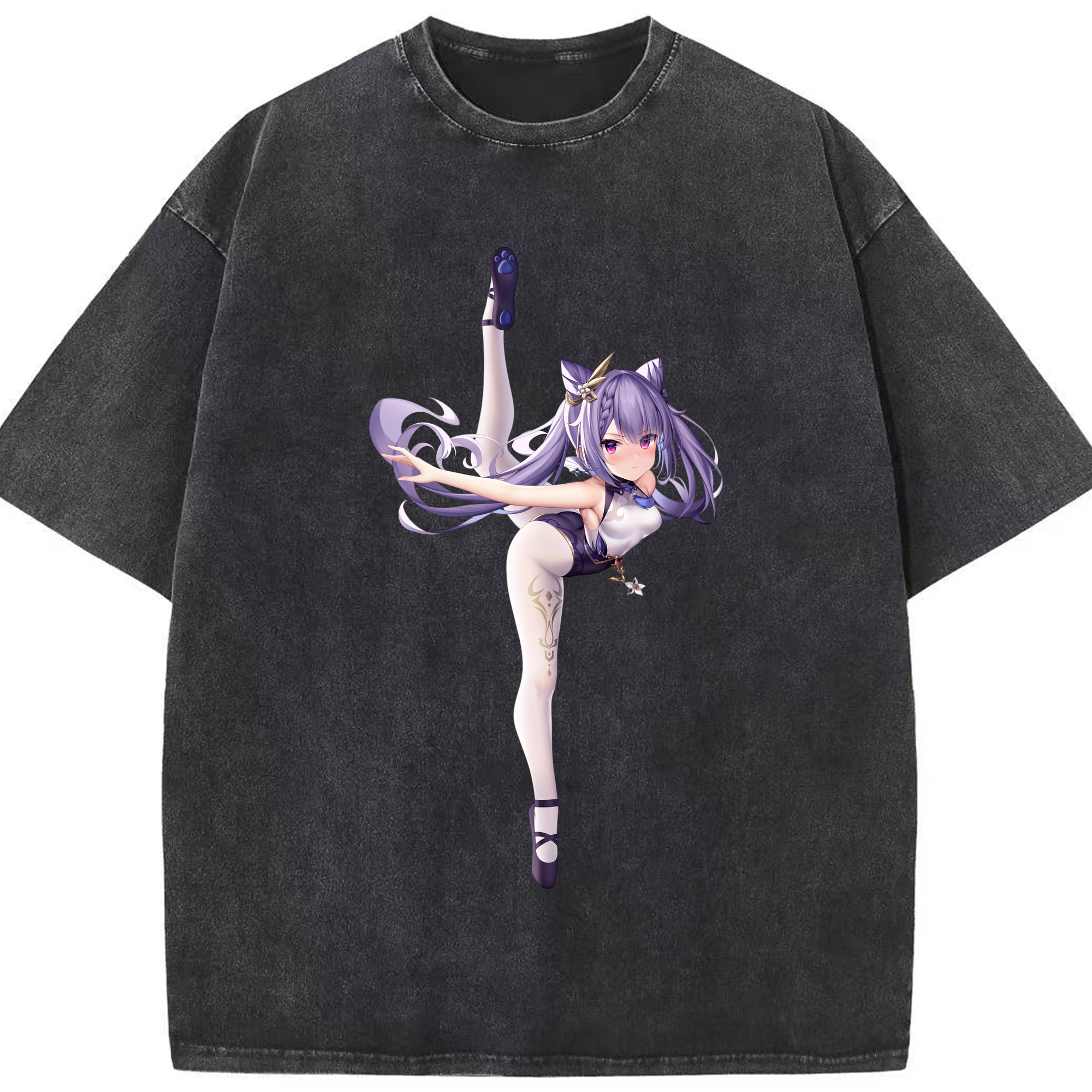 げんし神 刻晴 こくせい genshin Kokusei 綿100% ヴィンテージ風 半袖Tシャツ（フロントプリント）