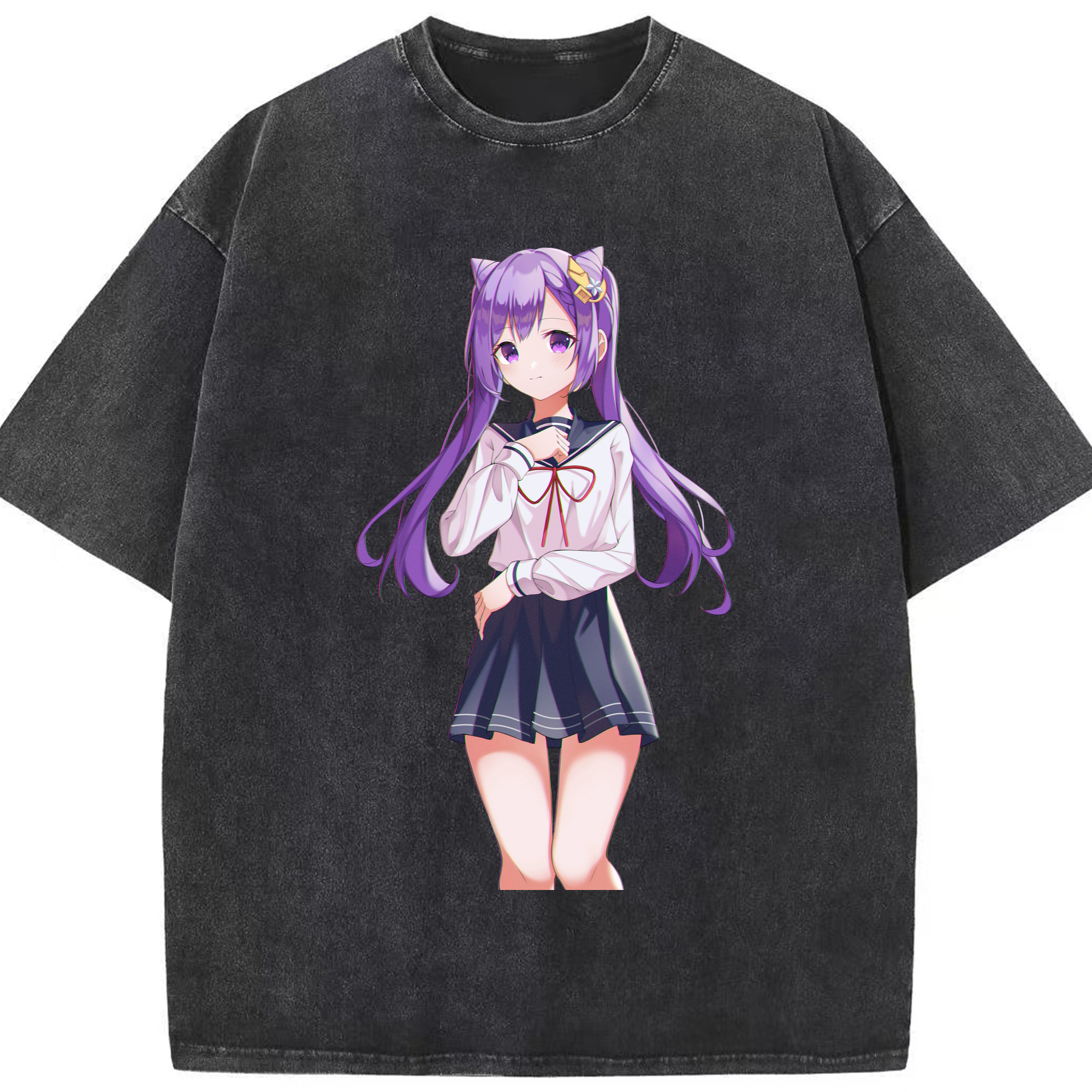 げんし神 刻晴 こくせい genshin Kokusei 綿100% ヴィンテージ風 半袖Tシャツ（フロントプリント）