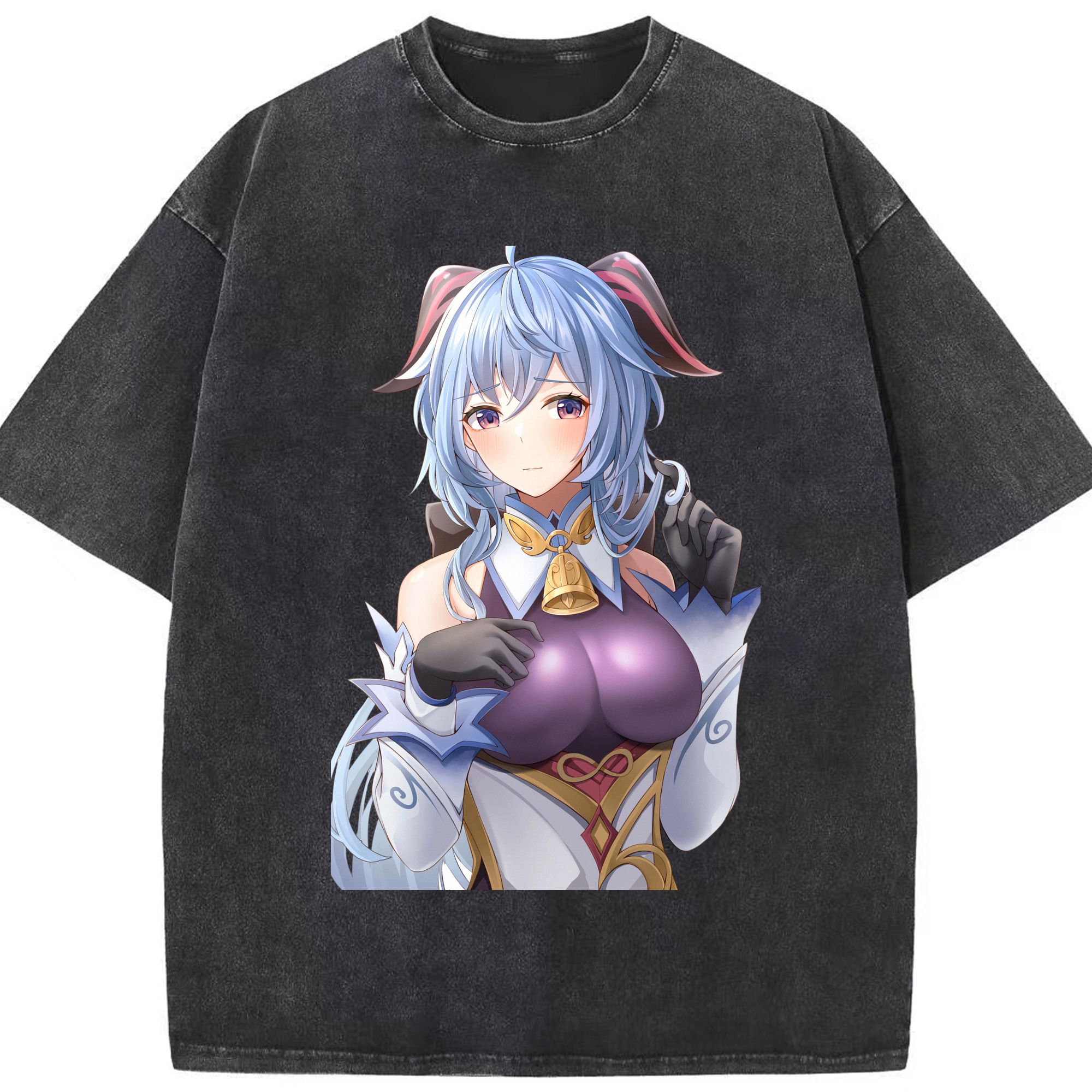げんし神 甘雨 かんう genshin Ganyu 綿100% ヴィンテージ風 半袖Tシャツ（フロントプリント）