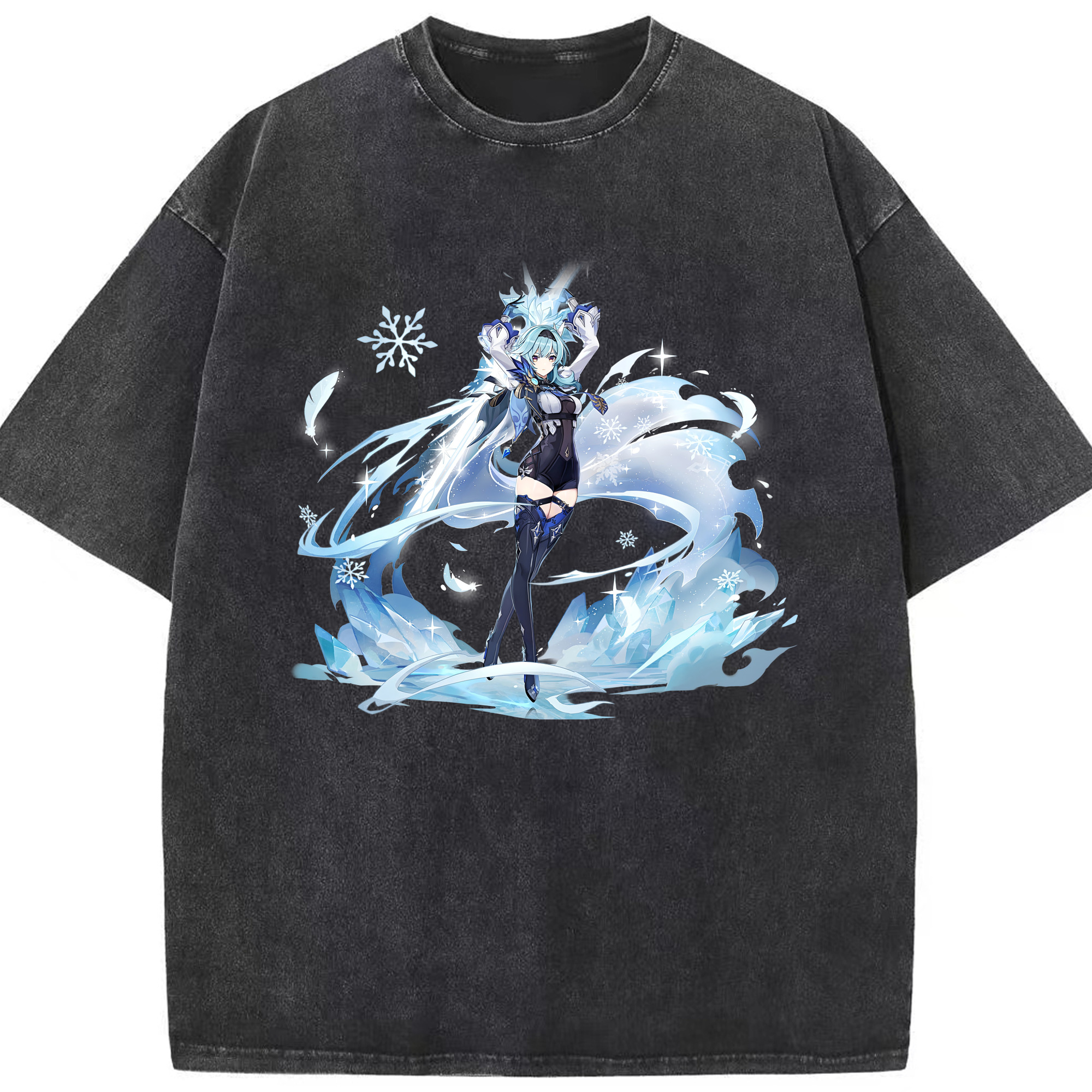 げんし神 优菈 ゆうら genshin Yūra 綿100% ヴィンテージ風 半袖Tシャツ（フロントプリント）