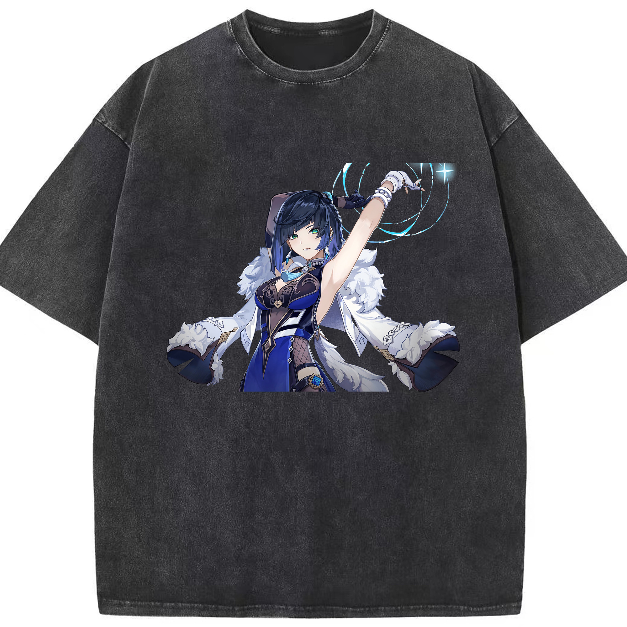げんし神 夜兰 やらん genshin Yaran 綿100% ヴィンテージ風 半袖Tシャツ（フロントプリント）