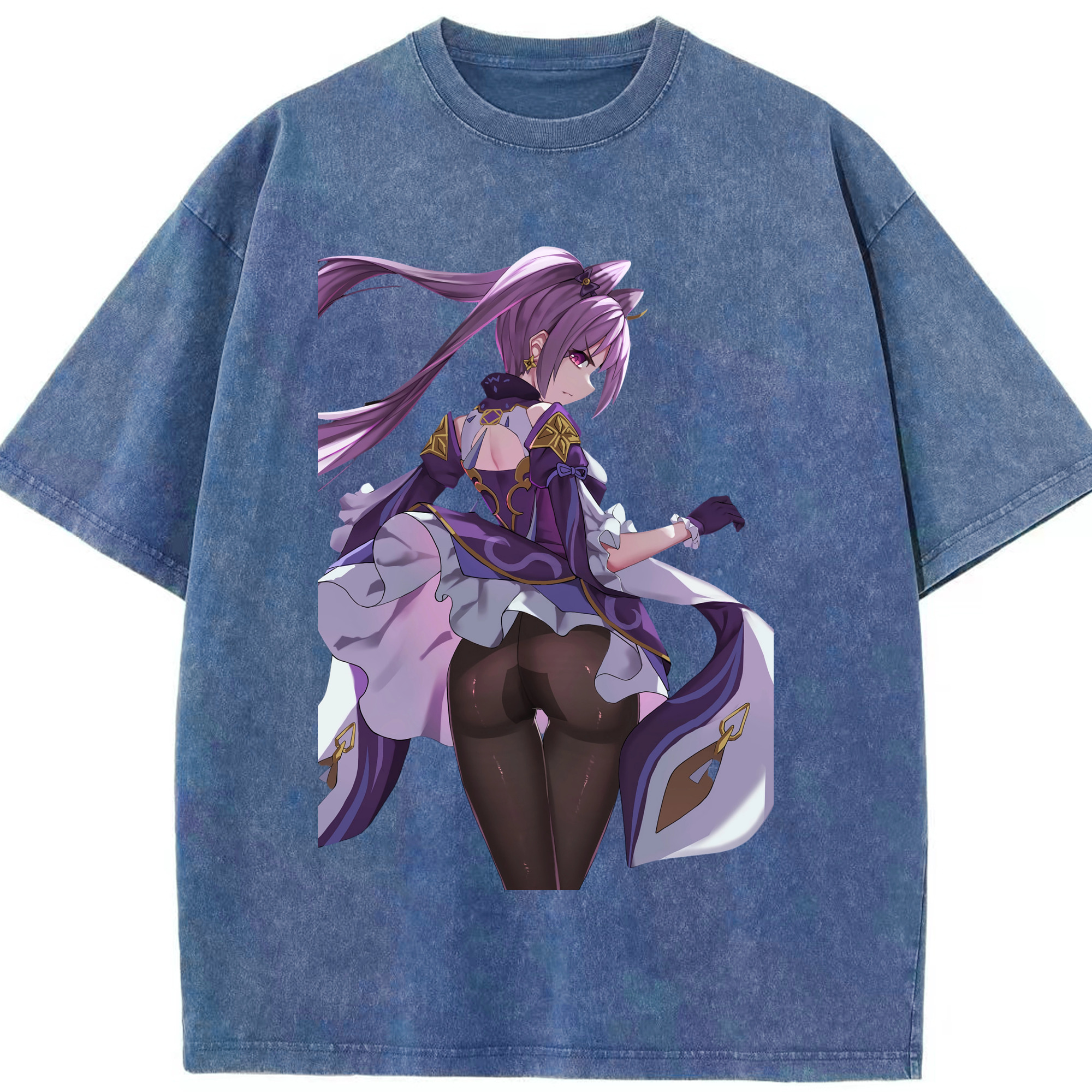 げんし神 刻晴 こくせい genshin Kokusei 綿100% ヴィンテージ風 半袖Tシャツ（フロントプリント）