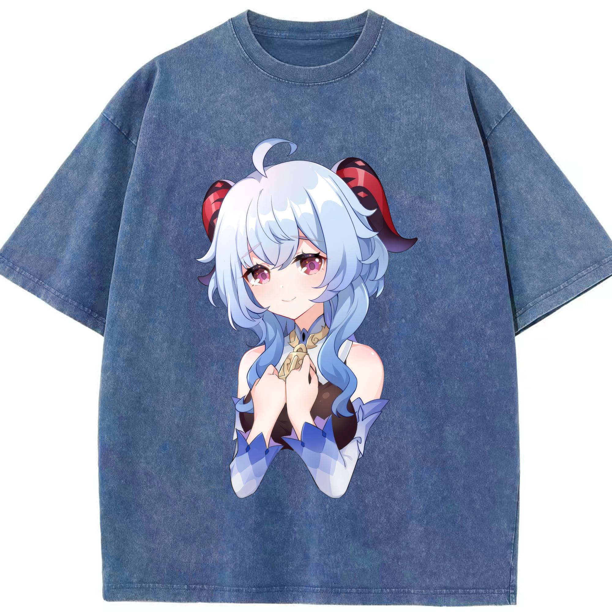 げんし神 甘雨 かんう genshin Ganyu 綿100% ヴィンテージ風 半袖Tシャツ（フロントプリント）
