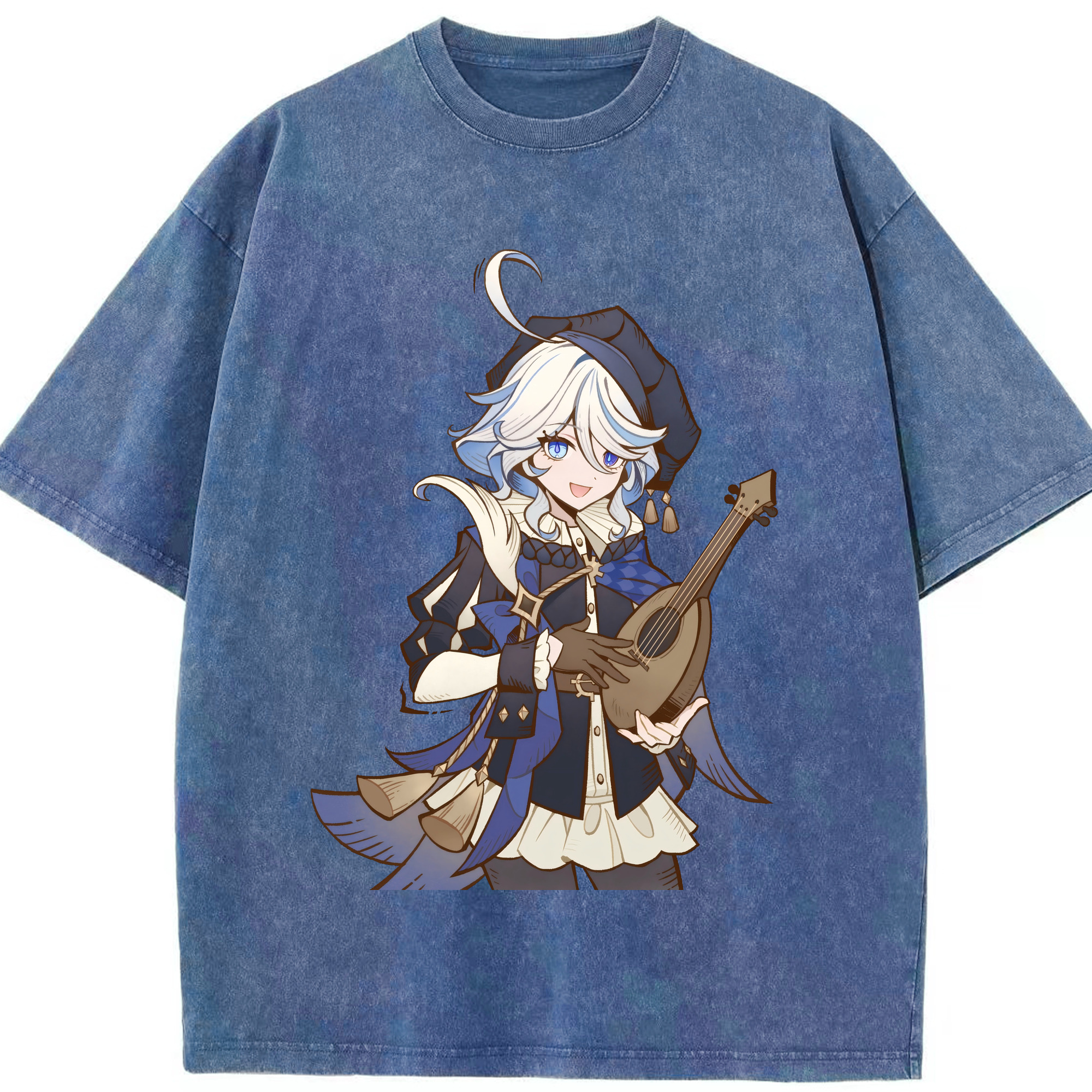 げんし神 フリーナ genshin Furina 綿100% ヴィンテージ風 半袖Tシャツ（フロントプリント）