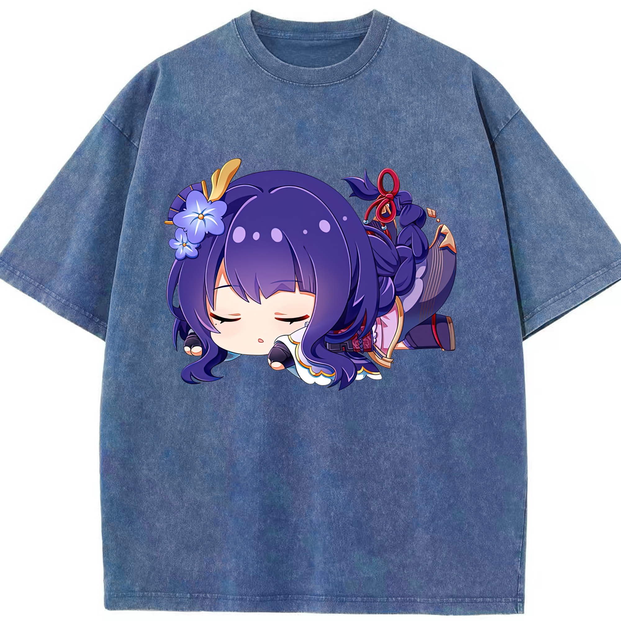 げんし神 雷電将軍 らいでんしょうぐん genshin Raiden Shogun 綿100% ヴィンテージ風 半袖Tシャツ（フロントプリント）