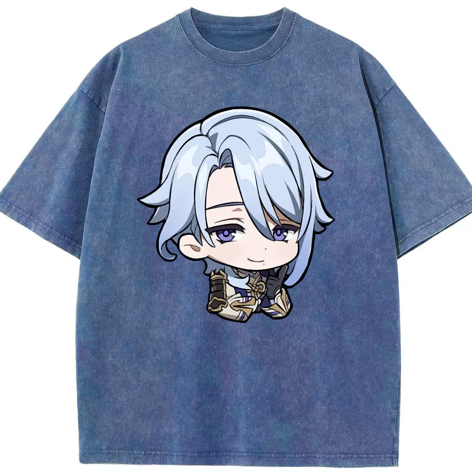 げんし神 神里綾人 かみさとあやと genshin Kamisato Ayato 綿100% ヴィンテージ風 半袖Tシャツ（フロントプリント）