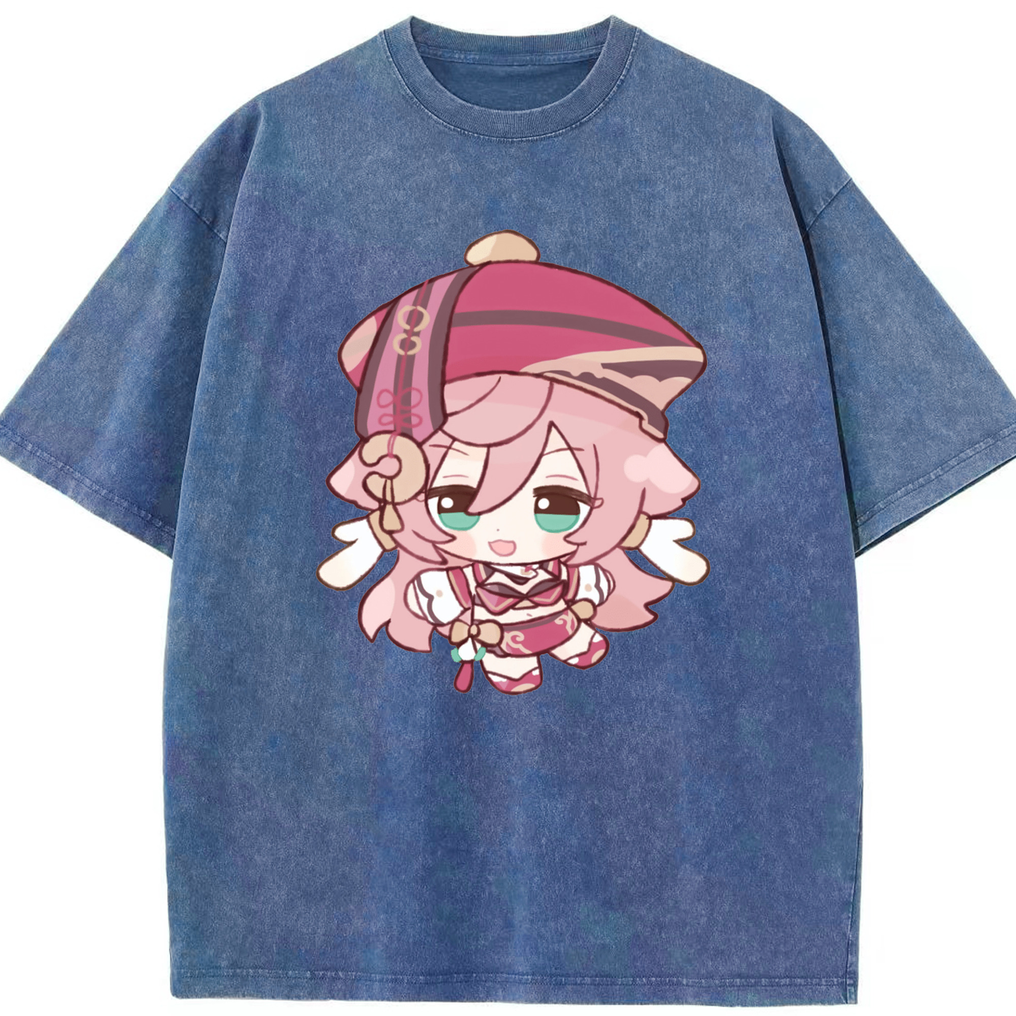 げんし神 ヤンフェイ genshin Yanfei 綿100% ヴィンテージ風 半袖Tシャツ（フロントプリント）