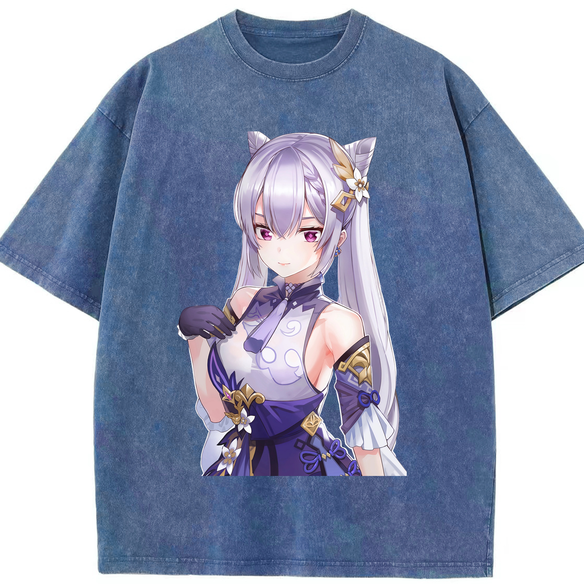 げんし神 刻晴 こくせい genshin Kokusei 綿100% ヴィンテージ風 半袖Tシャツ（フロントプリント）
