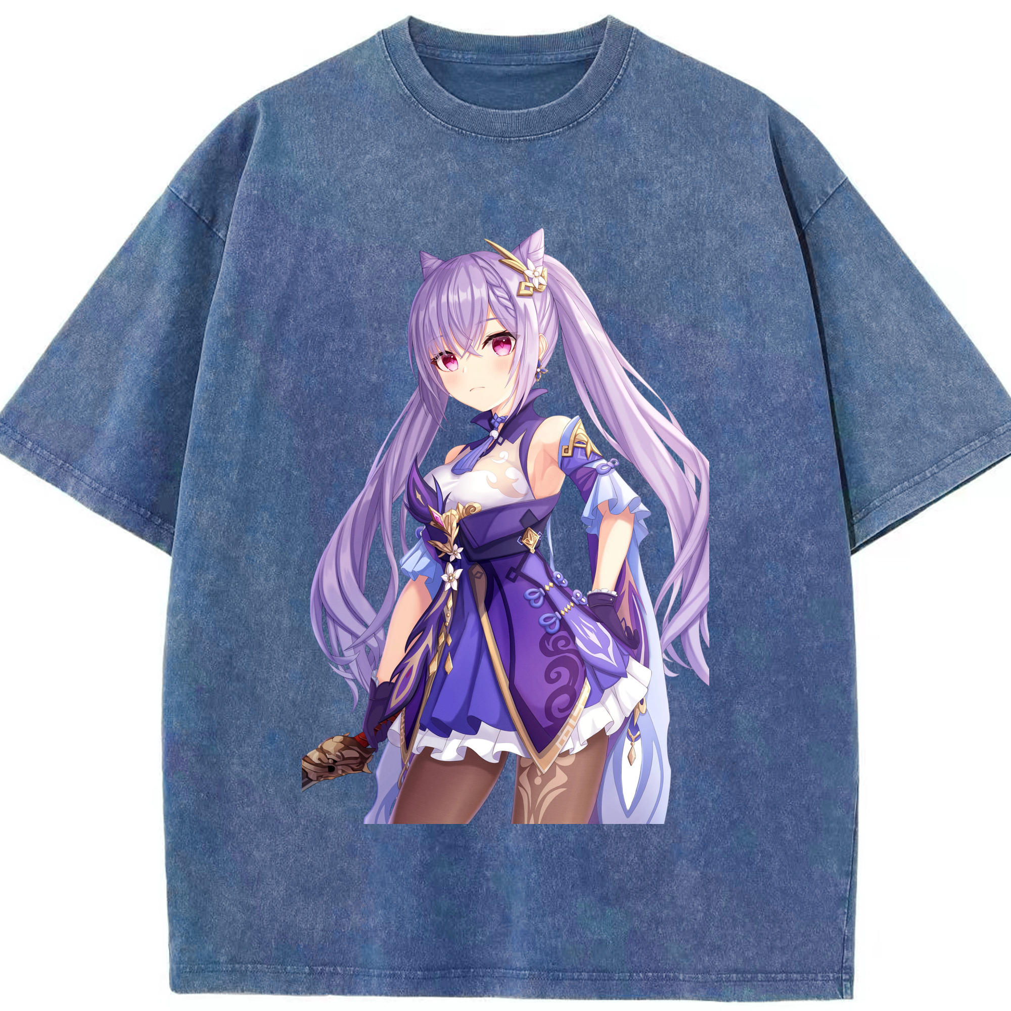 げんし神 刻晴 こくせい genshin Kokusei 綿100% ヴィンテージ風 半袖Tシャツ（フロントプリント）