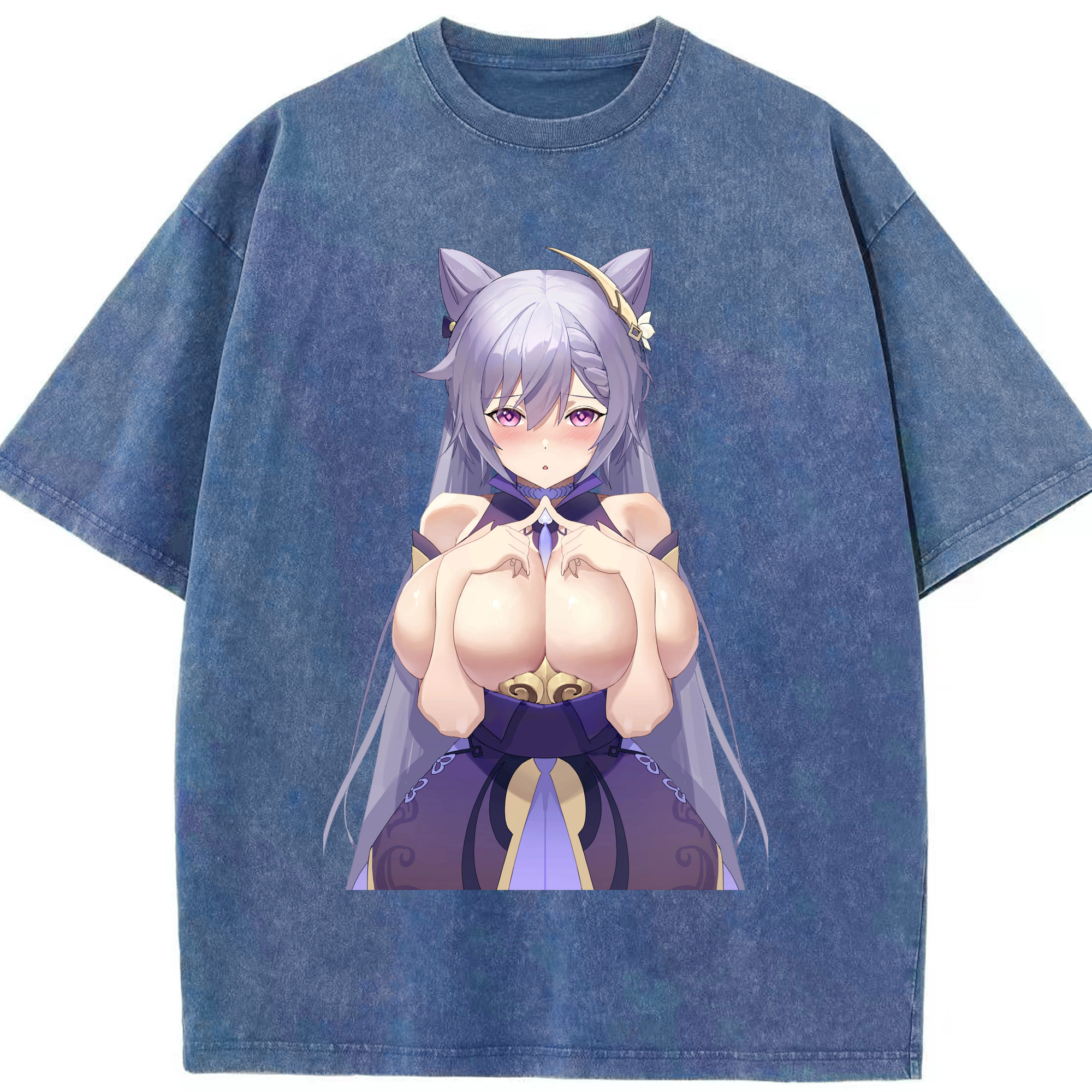 げんし神 刻晴 こくせい genshin Kokusei 綿100% ヴィンテージ風 半袖Tシャツ（フロントプリント）