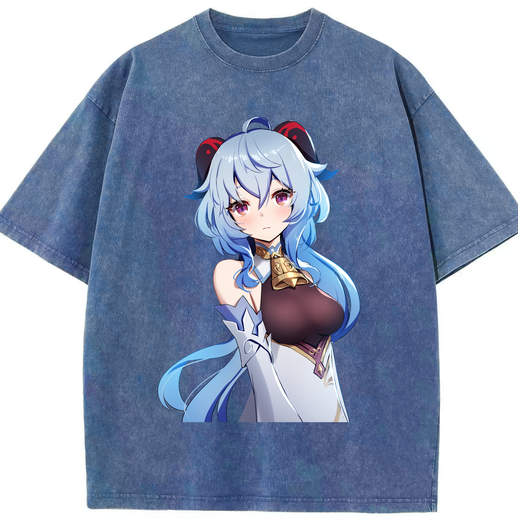 げんし神 甘雨 かんう genshin Ganyu 綿100% ヴィンテージ風 半袖Tシャツ（フロントプリント）