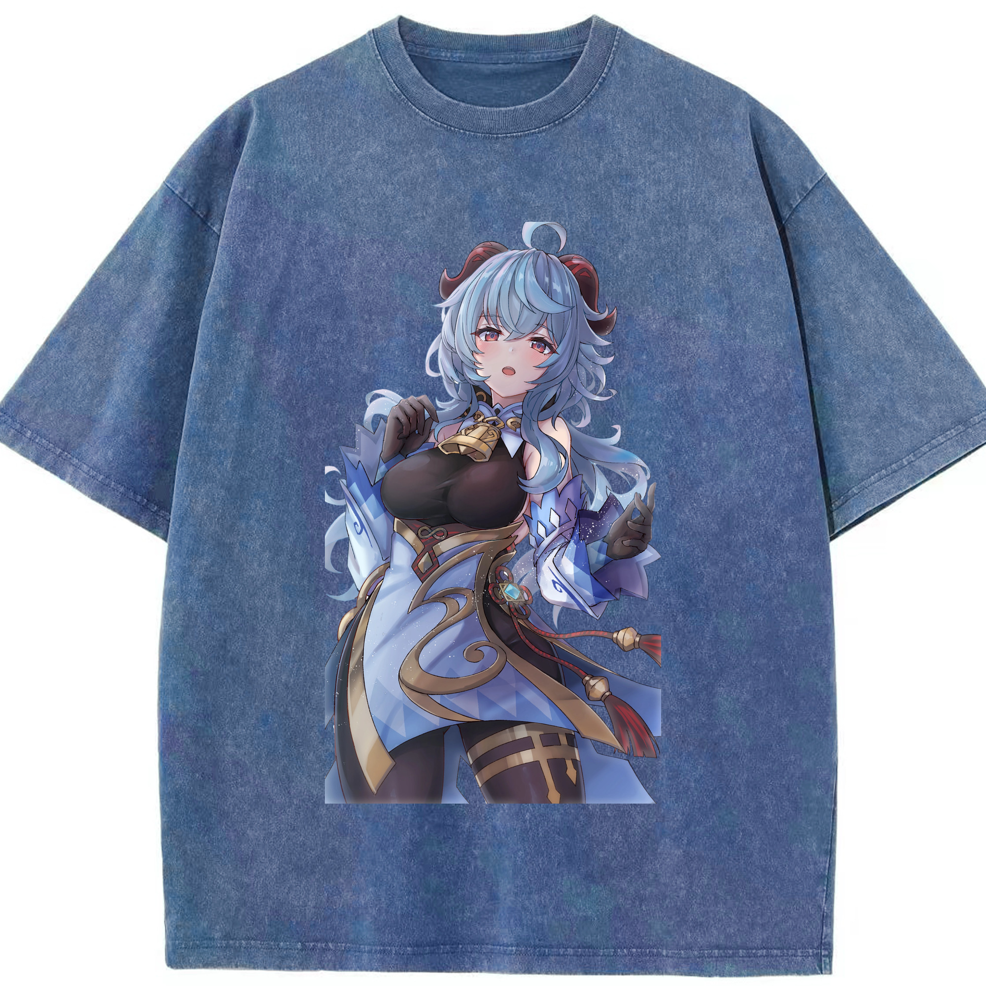 げんし神 甘雨 かんう genshin Ganyu 綿100% ヴィンテージ風 半袖Tシャツ（フロントプリント）