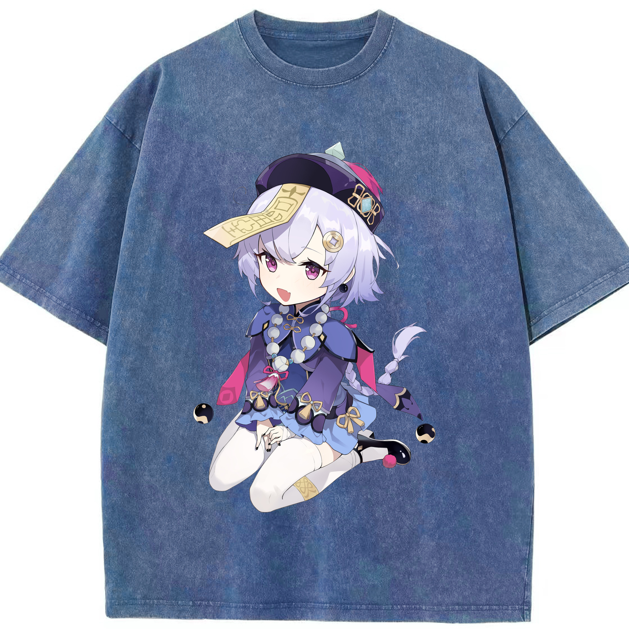 げんし神 七七 なな  genshin Nana 綿100% ヴィンテージ風 半袖Tシャツ（フロントプリント）