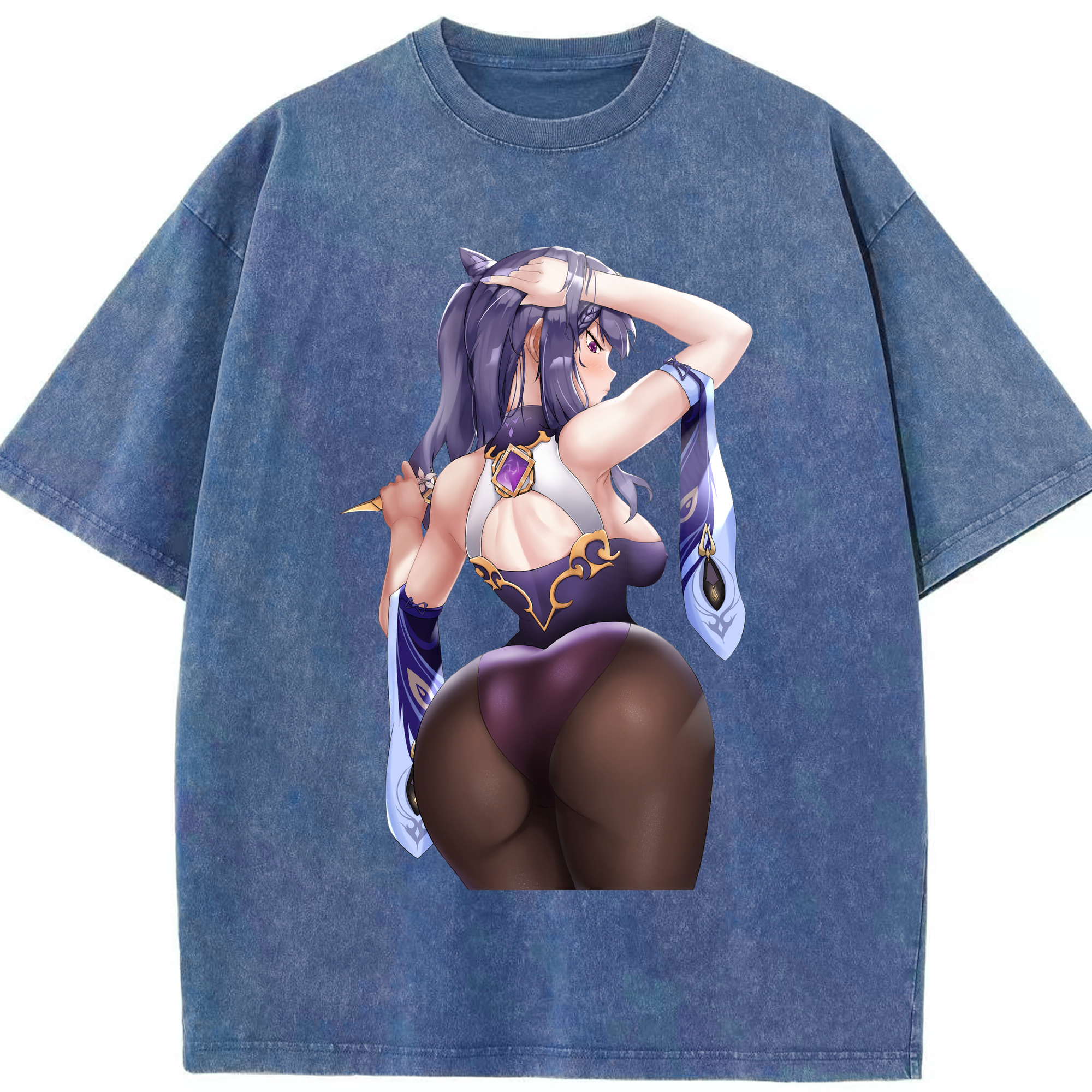 げんし神 刻晴 こくせい genshin Kokusei 綿100% ヴィンテージ風 半袖Tシャツ（フロントプリント）