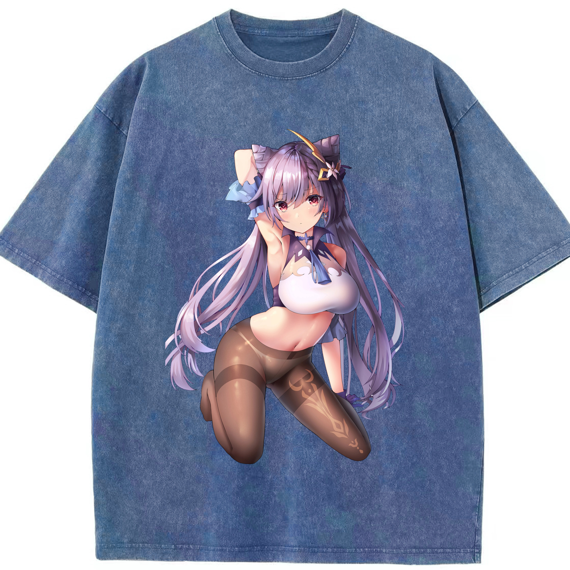 げんし神 刻晴 こくせい genshin Kokusei 綿100% ヴィンテージ風 半袖Tシャツ（フロントプリント）