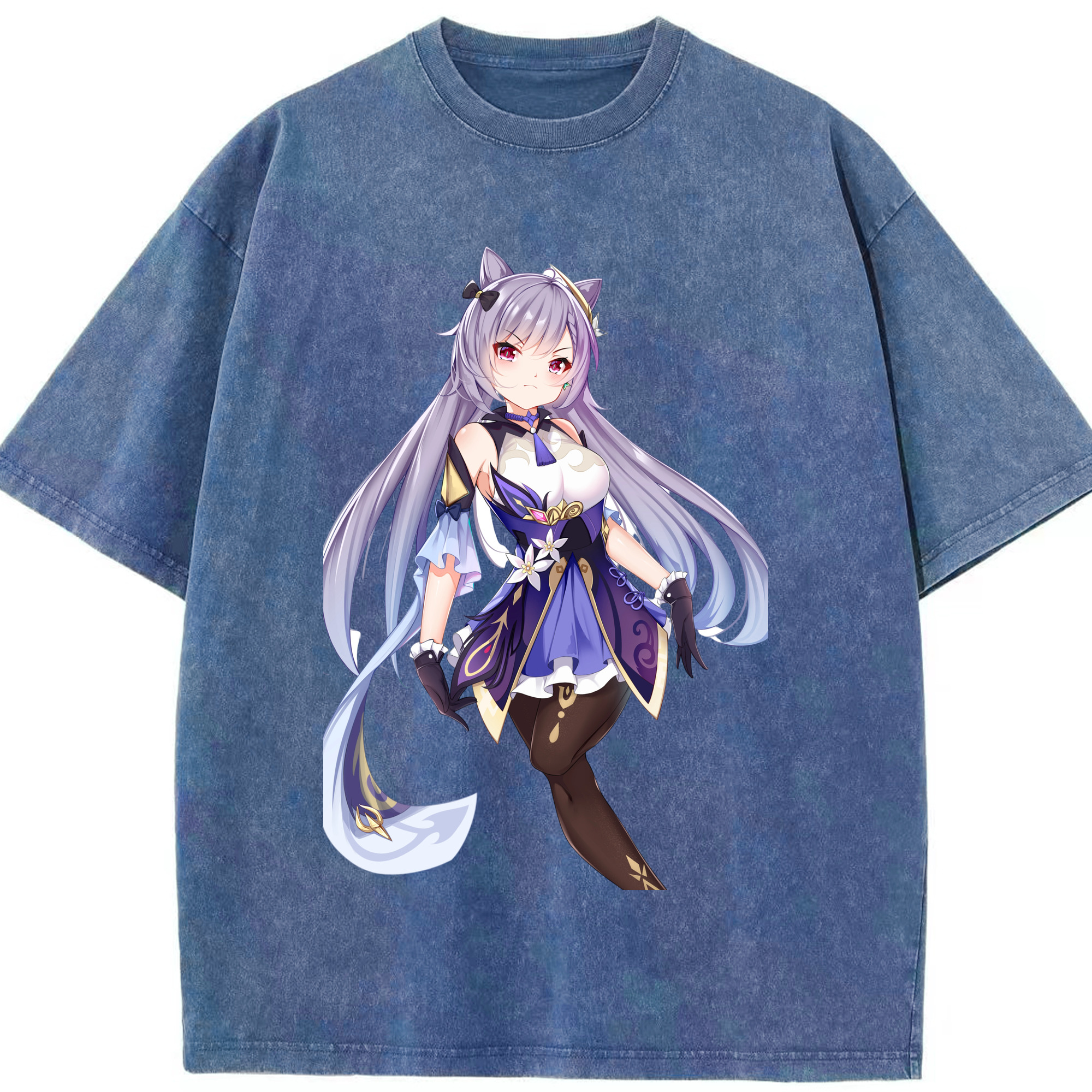げんし神 刻晴 こくせい genshin Kokusei 綿100% ヴィンテージ風 半袖Tシャツ（フロントプリント）
