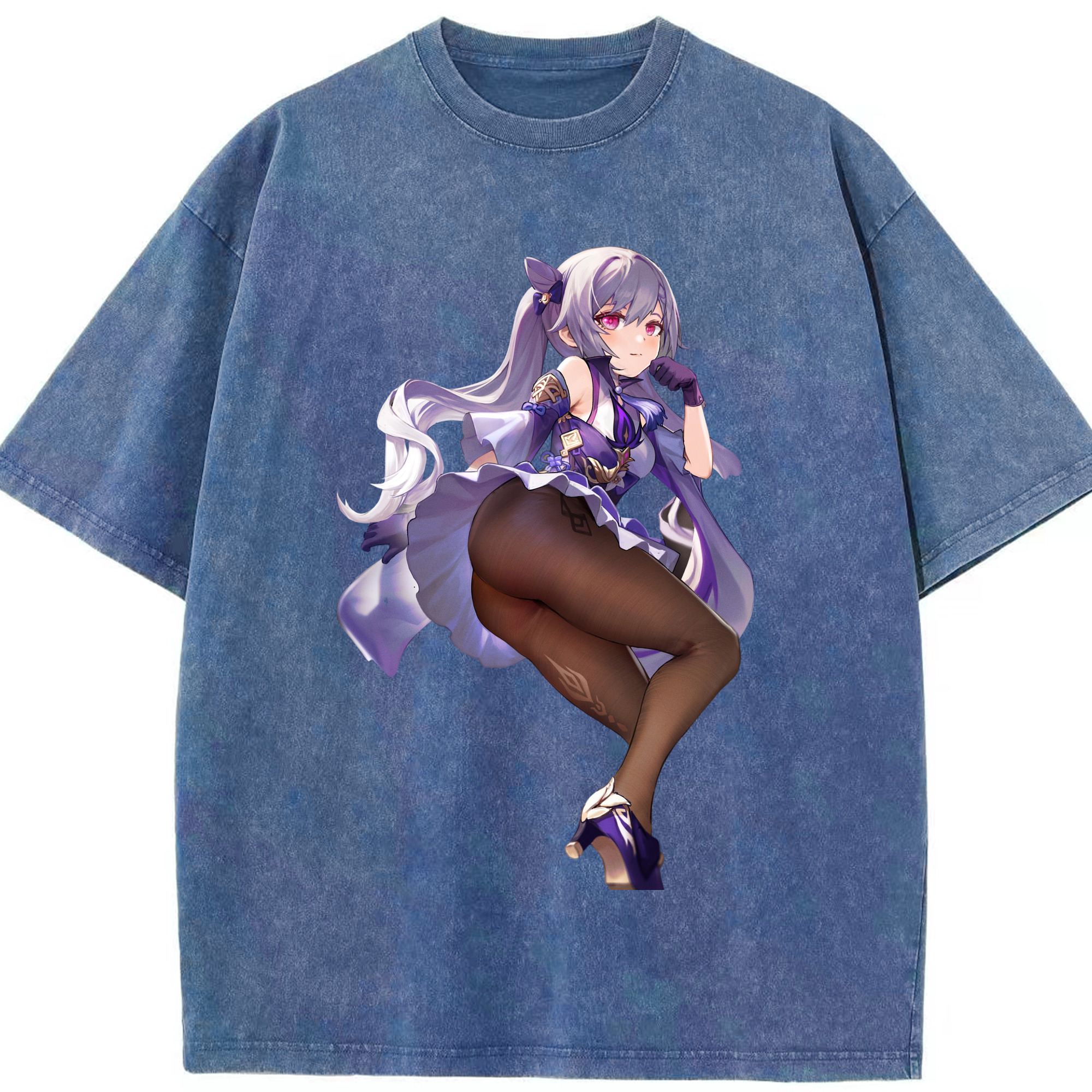 げんし神 刻晴 こくせい genshin Kokusei 綿100% ヴィンテージ風 半袖Tシャツ（フロントプリント）