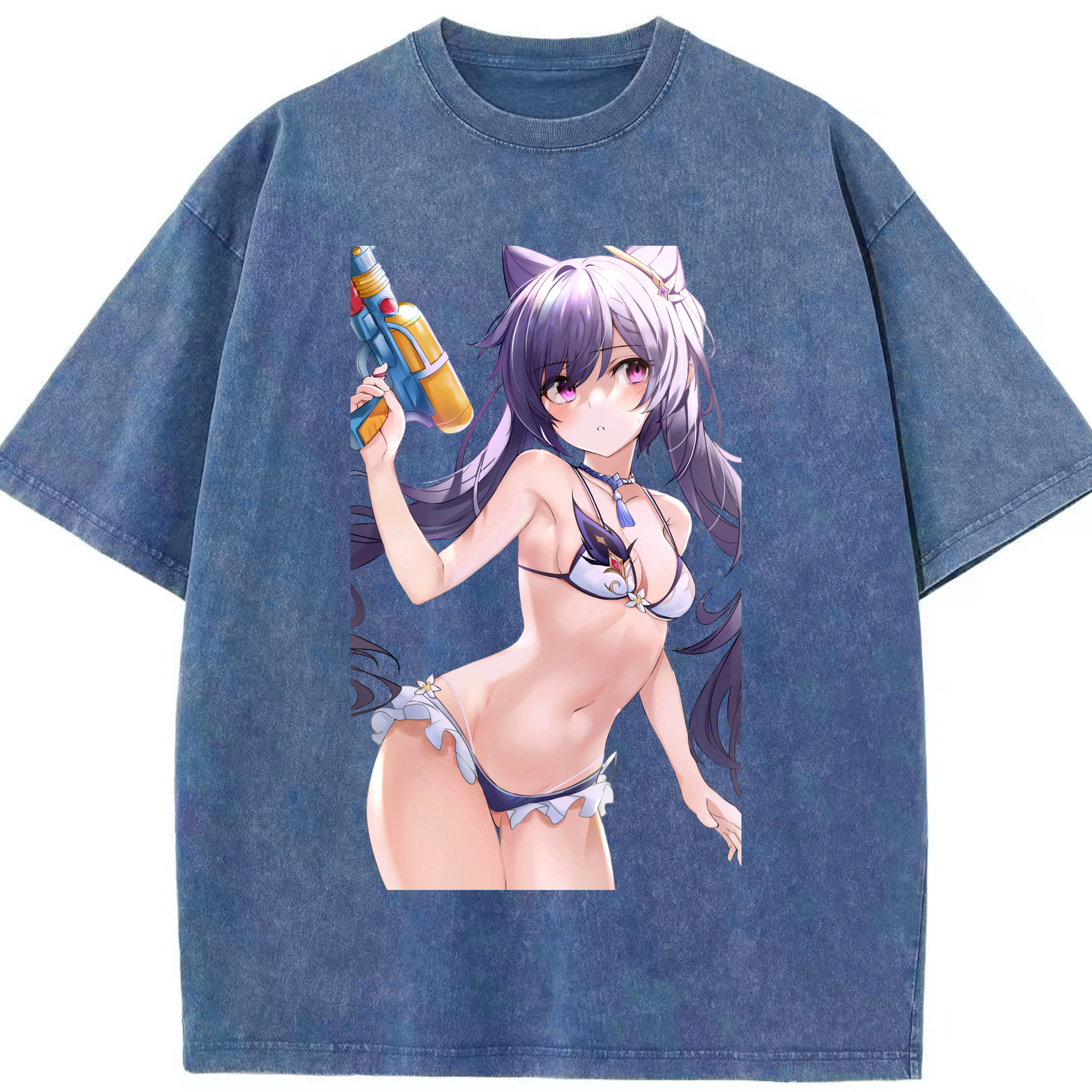 げんし神 刻晴 こくせい genshin Kokusei 綿100% ヴィンテージ風 半袖Tシャツ（フロントプリント）
