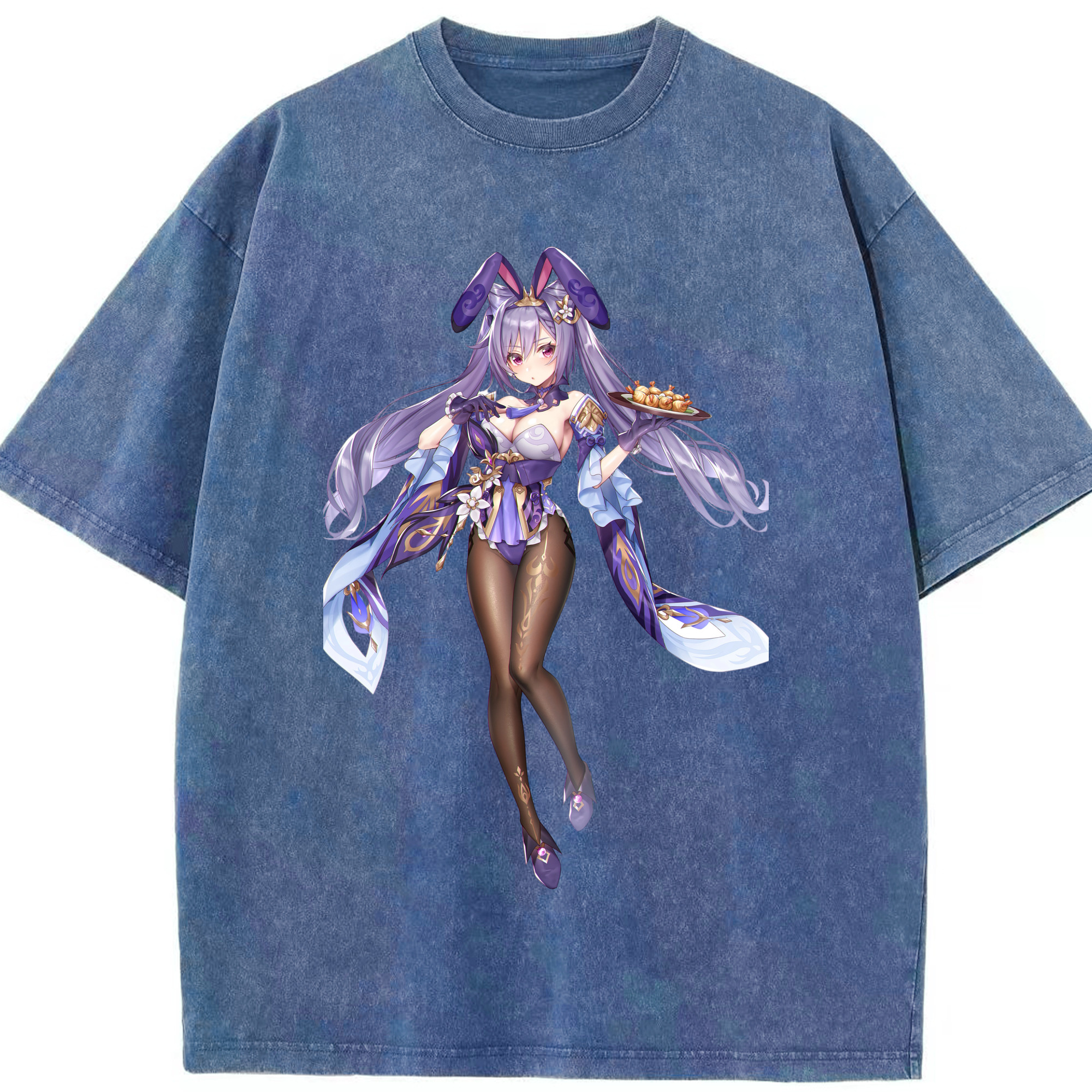 げんし神 刻晴 こくせい genshin Kokusei 綿100% ヴィンテージ風 半袖Tシャツ（フロントプリント）