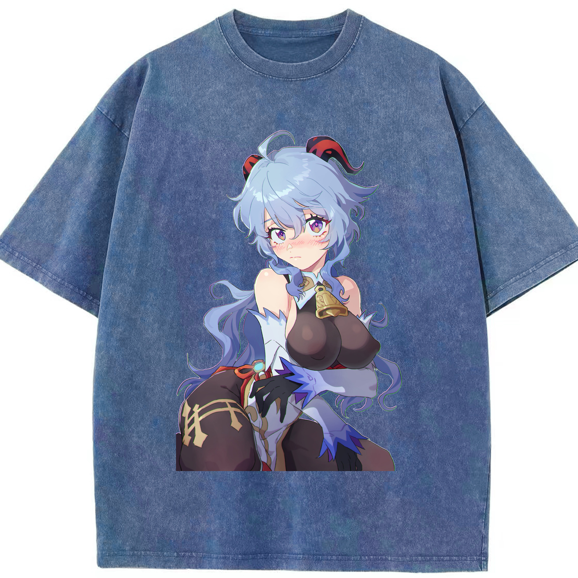 げんし神 甘雨 かんう genshin Ganyu 綿100% ヴィンテージ風 半袖Tシャツ（フロントプリント）