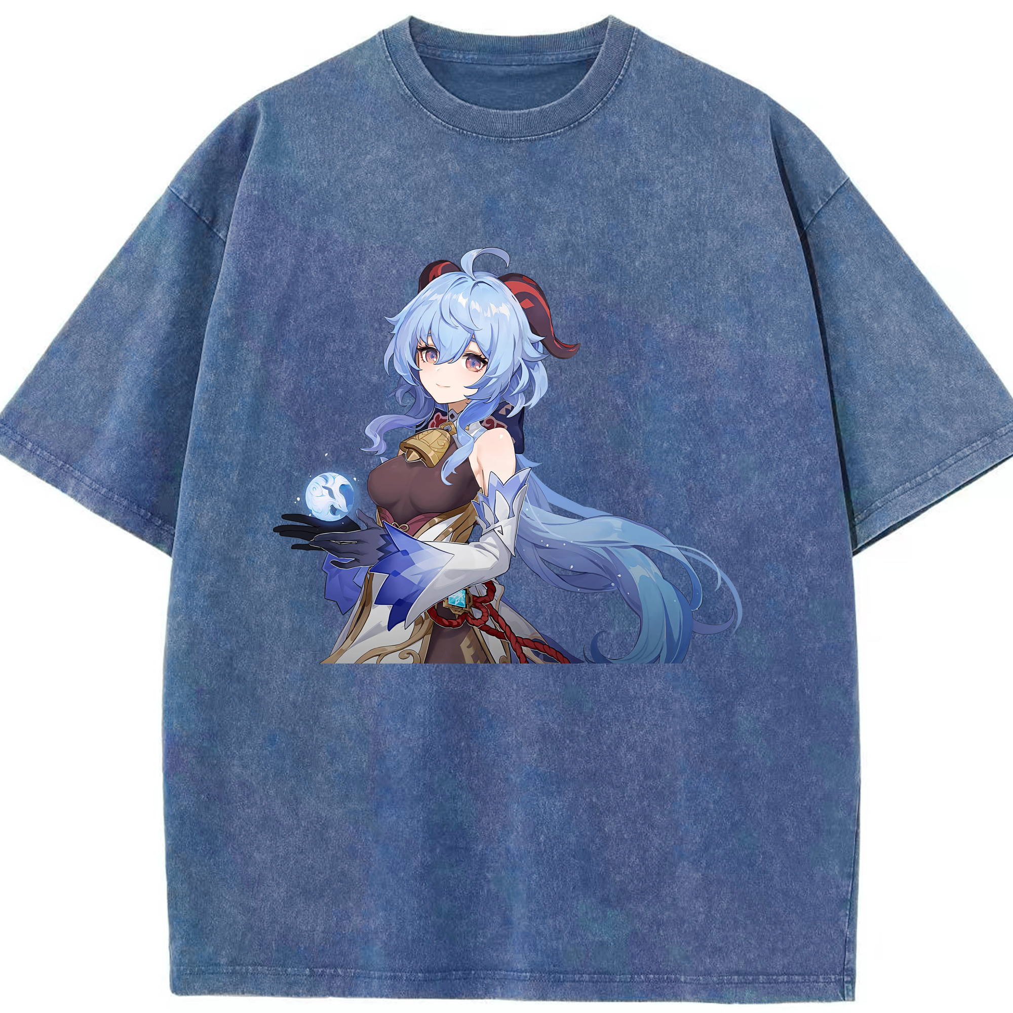 げんし神 甘雨 かんう genshin Ganyu 綿100% ヴィンテージ風 半袖Tシャツ（フロントプリント）
