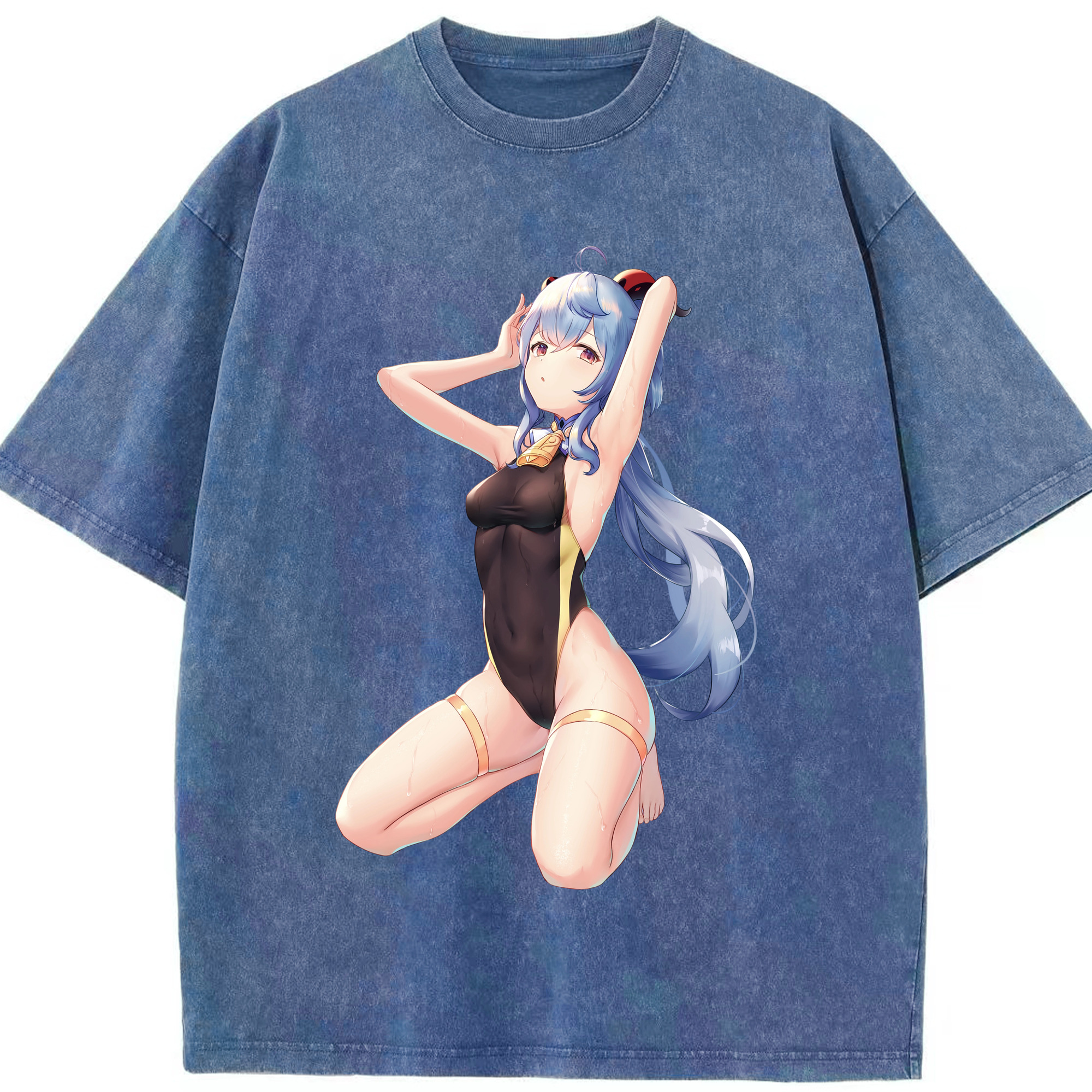 げんし神 甘雨 かんう genshin Ganyu 綿100% ヴィンテージ風 半袖Tシャツ（フロントプリント）