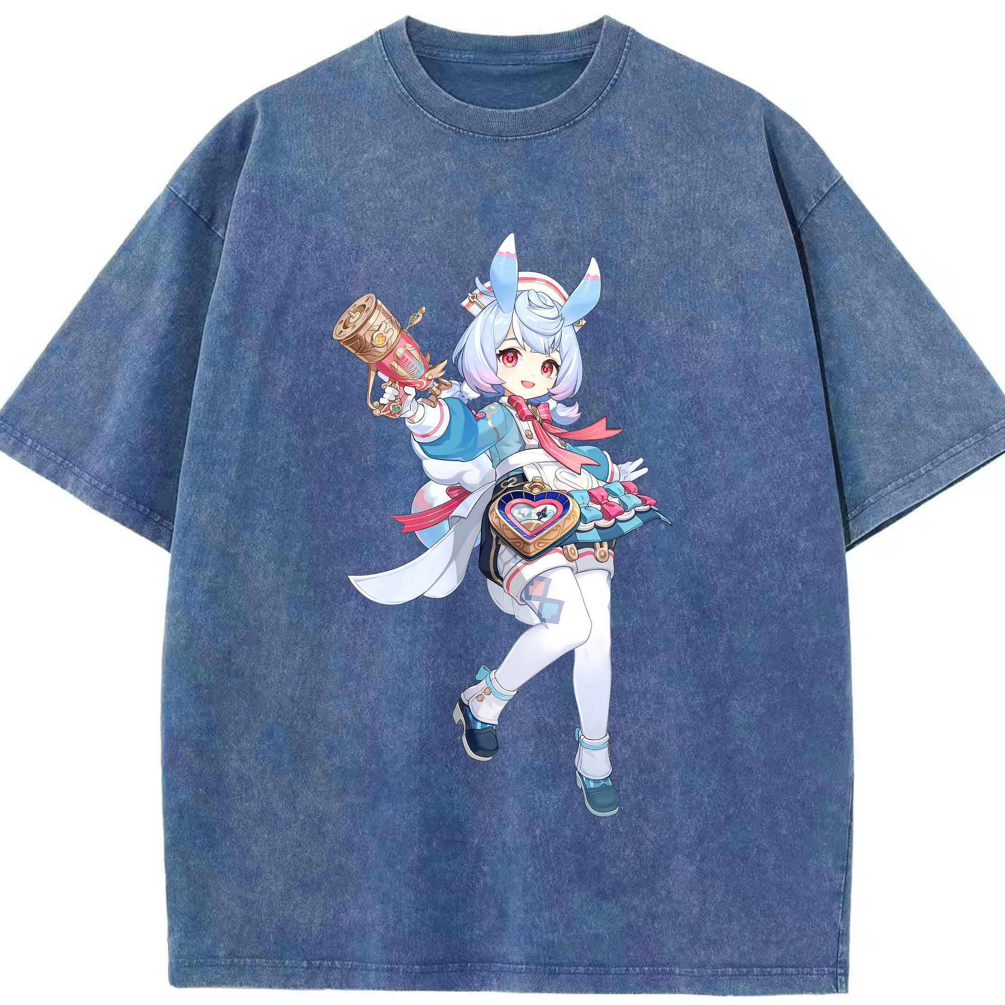 げんし神 シゲウィン genshin Shigewin 綿100% ヴィンテージ風 半袖Tシャツ（フロントプリント）