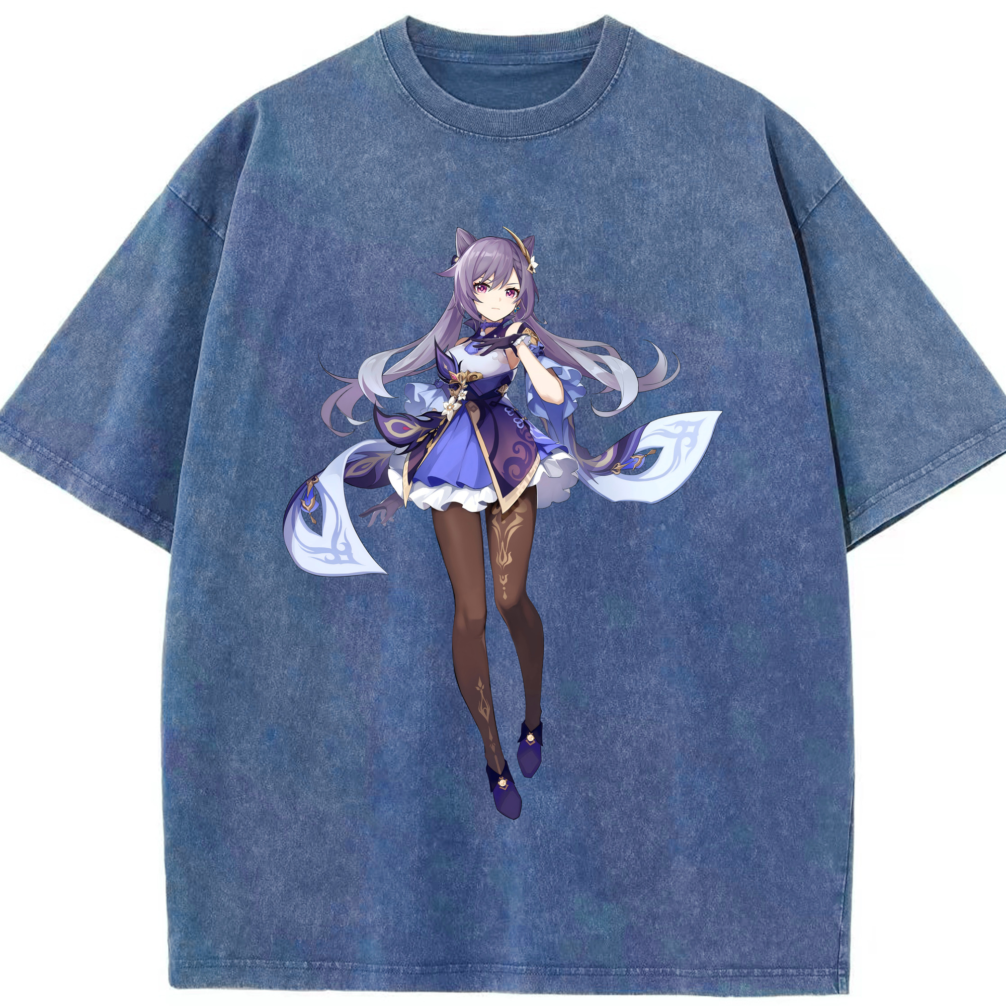 げんし神 刻晴 こくせい genshin Kokusei 綿100% ヴィンテージ風 半袖Tシャツ（フロントプリント）