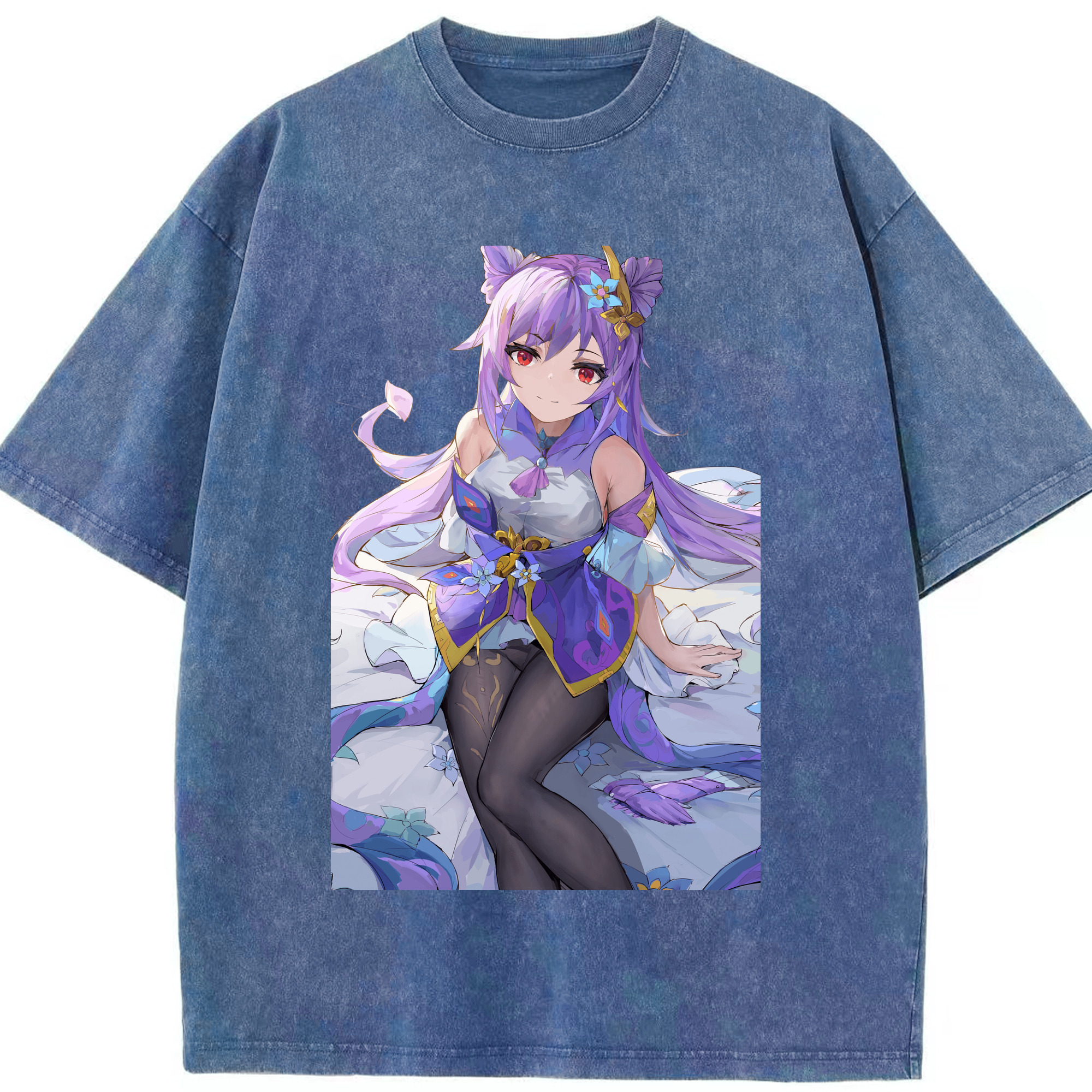げんし神 刻晴 こくせい genshin Kokusei 綿100% ヴィンテージ風 半袖Tシャツ（フロントプリント）