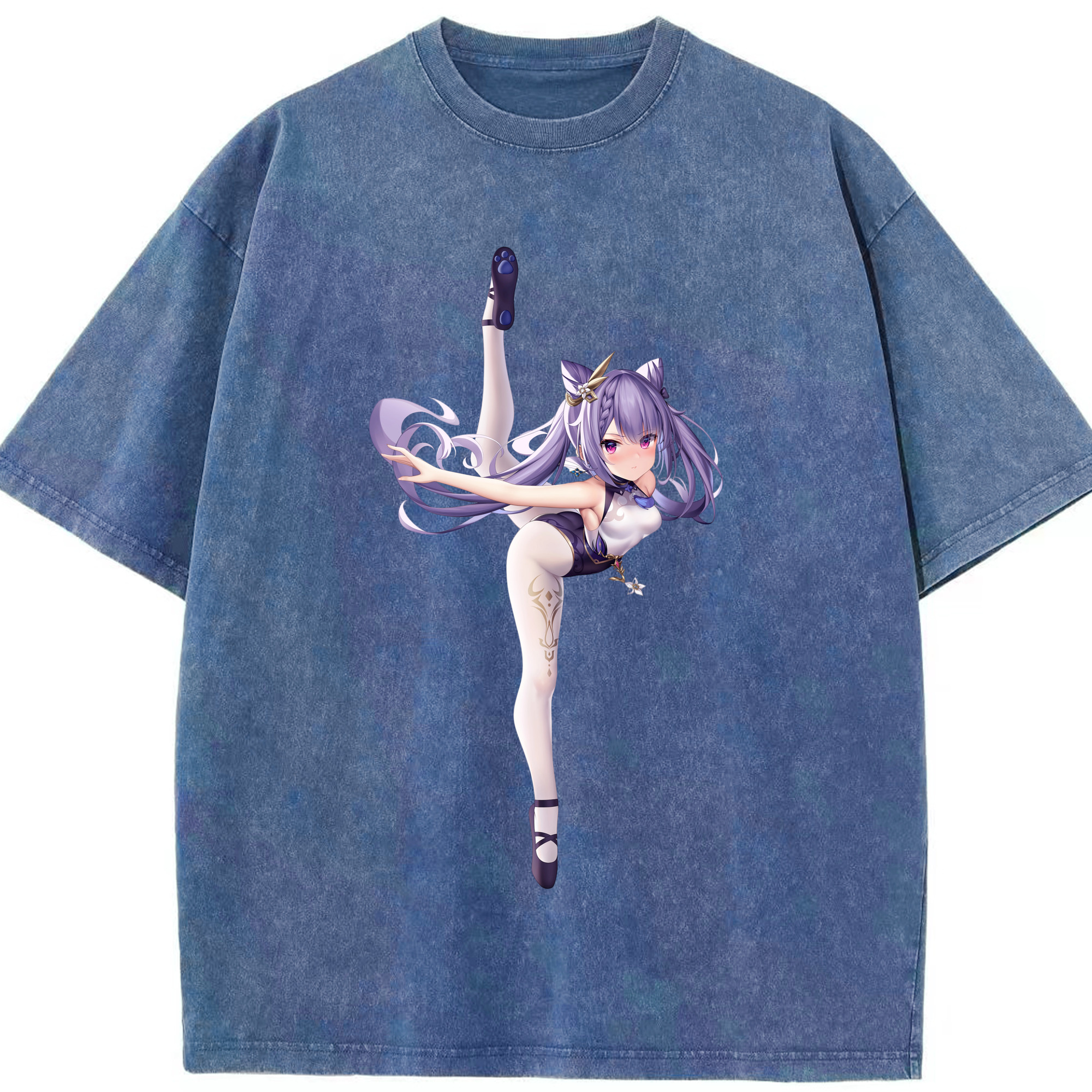 げんし神 刻晴 こくせい genshin Kokusei 綿100% ヴィンテージ風 半袖Tシャツ（フロントプリント）