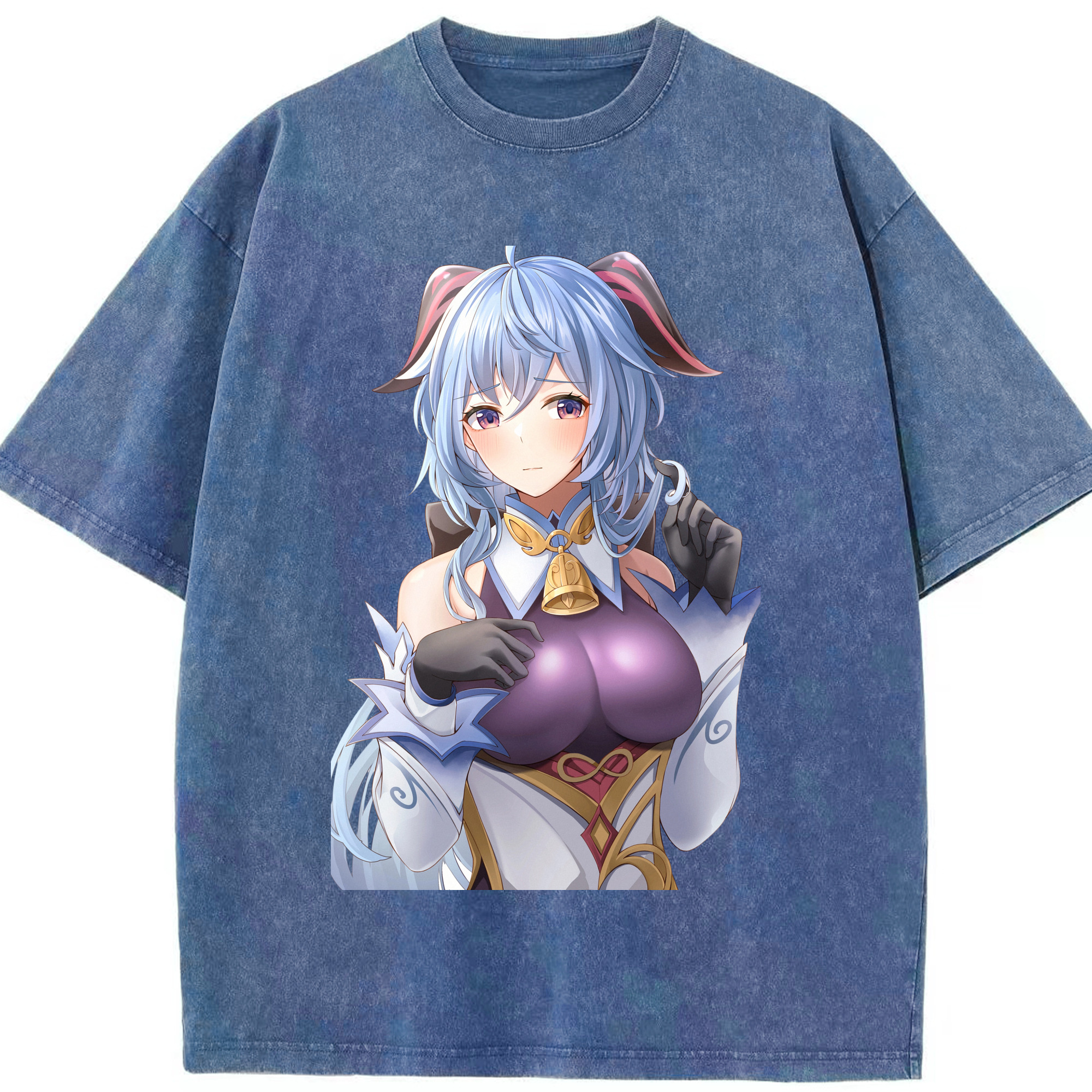 げんし神 甘雨 かんう genshin Ganyu 綿100% ヴィンテージ風 半袖Tシャツ（フロントプリント）