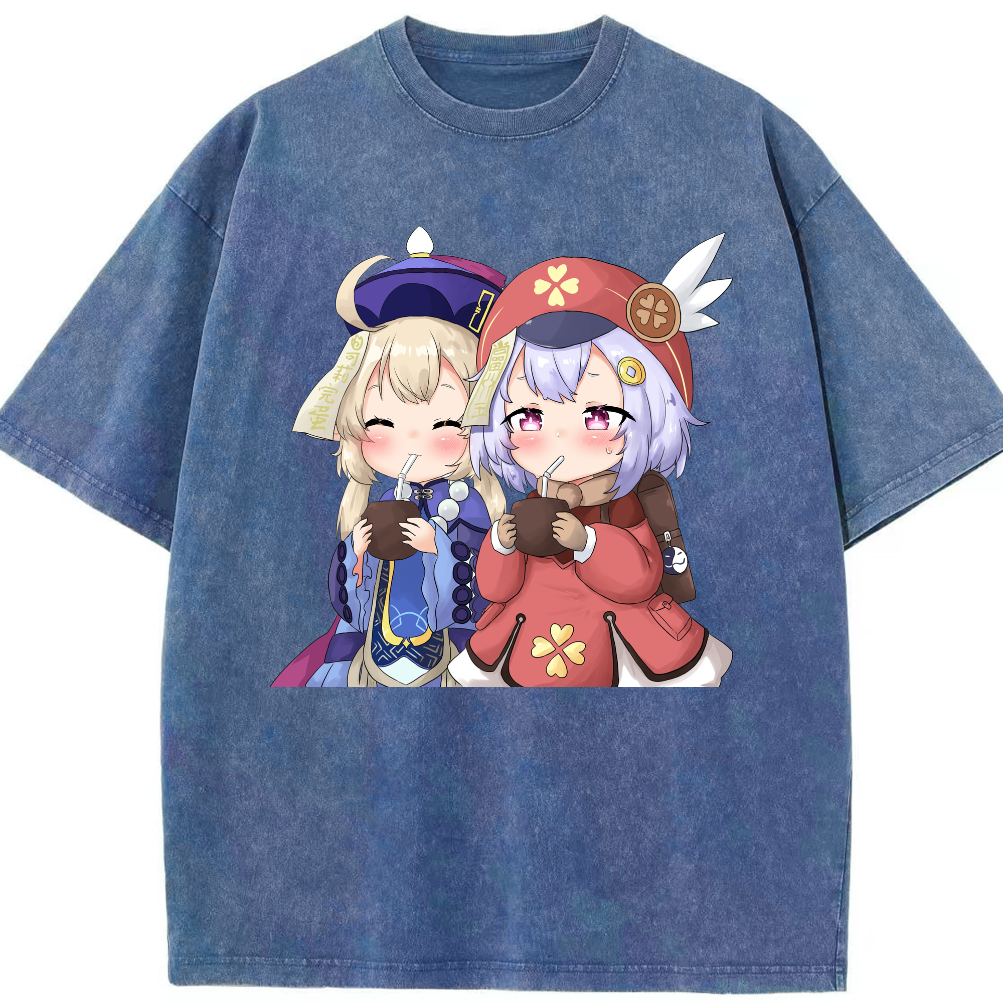 げんし神 七七 なな  genshin Nana 綿100% ヴィンテージ風 半袖Tシャツ（フロントプリント）