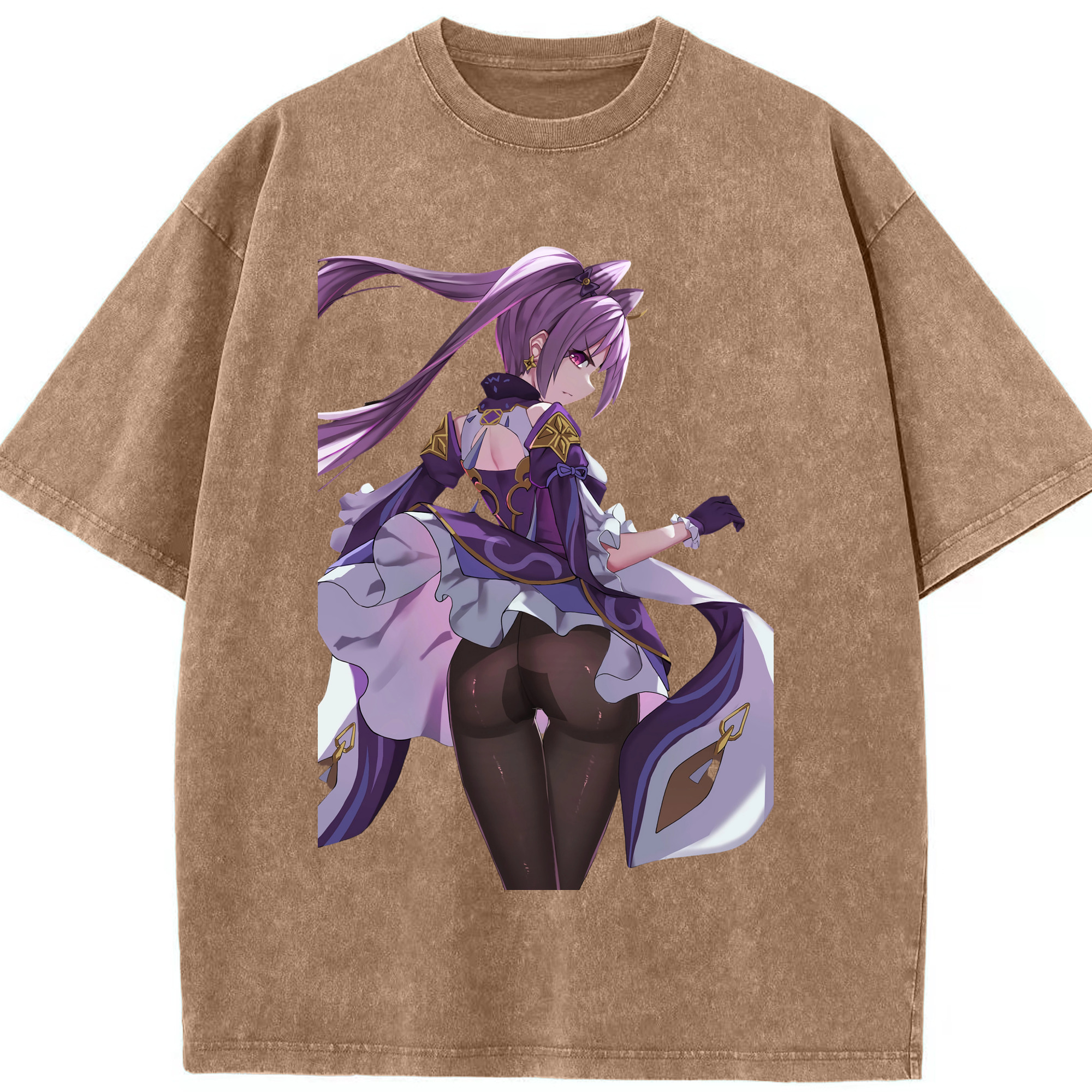 げんし神 刻晴 こくせい genshin Kokusei 綿100% ヴィンテージ風 半袖Tシャツ（フロントプリント）