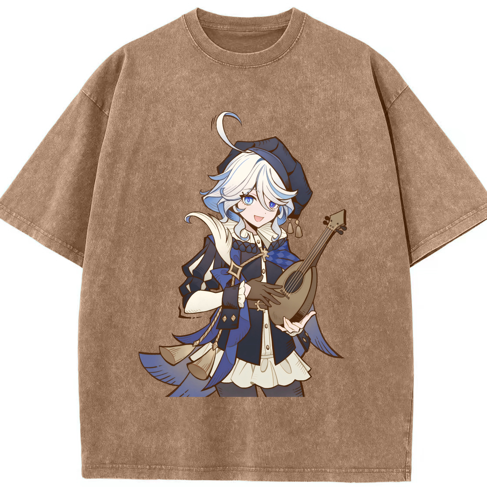 げんし神 フリーナ genshin Furina 綿100% ヴィンテージ風 半袖Tシャツ（フロントプリント）