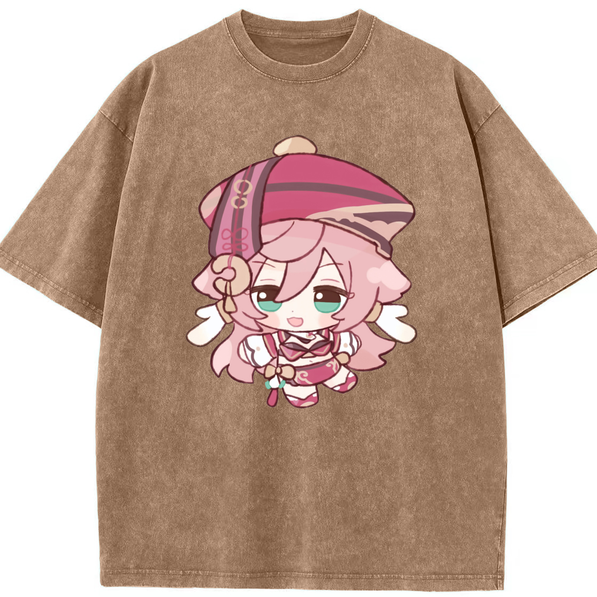 げんし神 ヤンフェイ genshin Yanfei 綿100% ヴィンテージ風 半袖Tシャツ（フロントプリント）