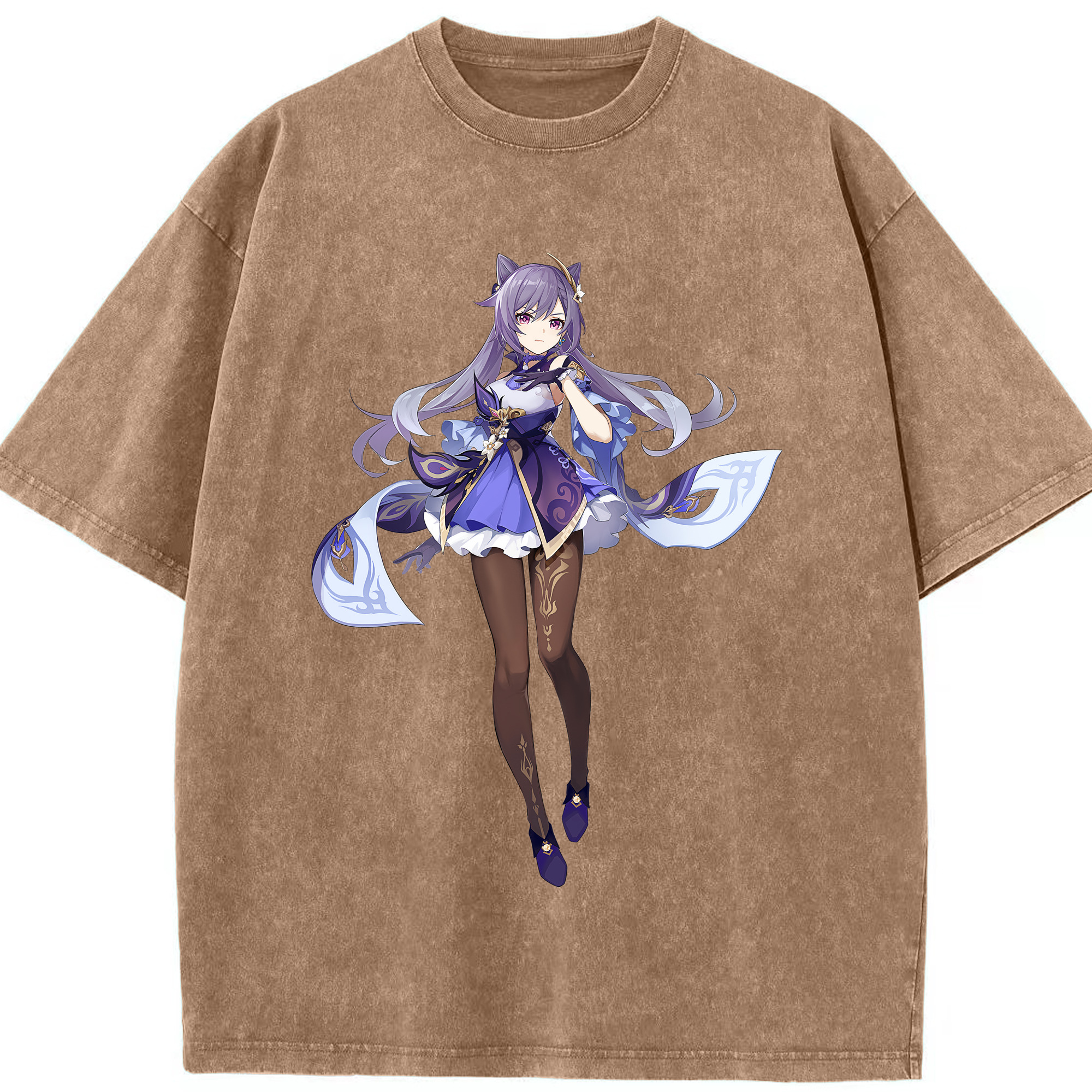 げんし神 刻晴 こくせい genshin Kokusei 綿100% ヴィンテージ風 半袖Tシャツ（フロントプリント）