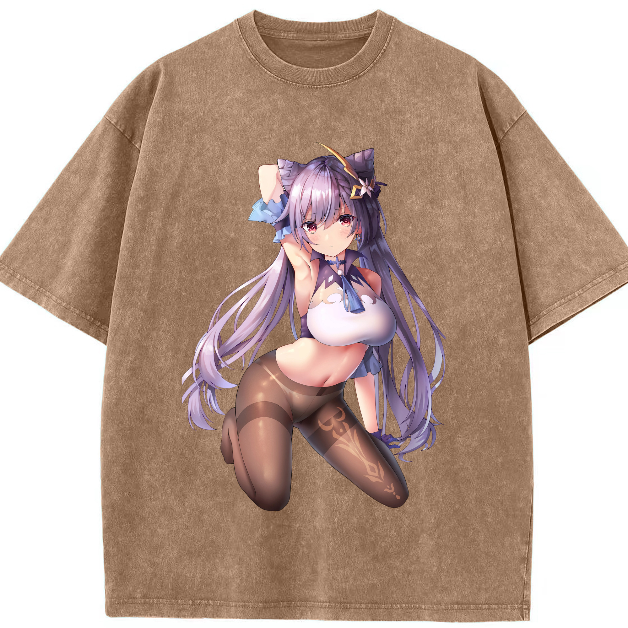 げんし神 刻晴 こくせい genshin Kokusei 綿100% ヴィンテージ風 半袖Tシャツ（フロントプリント）