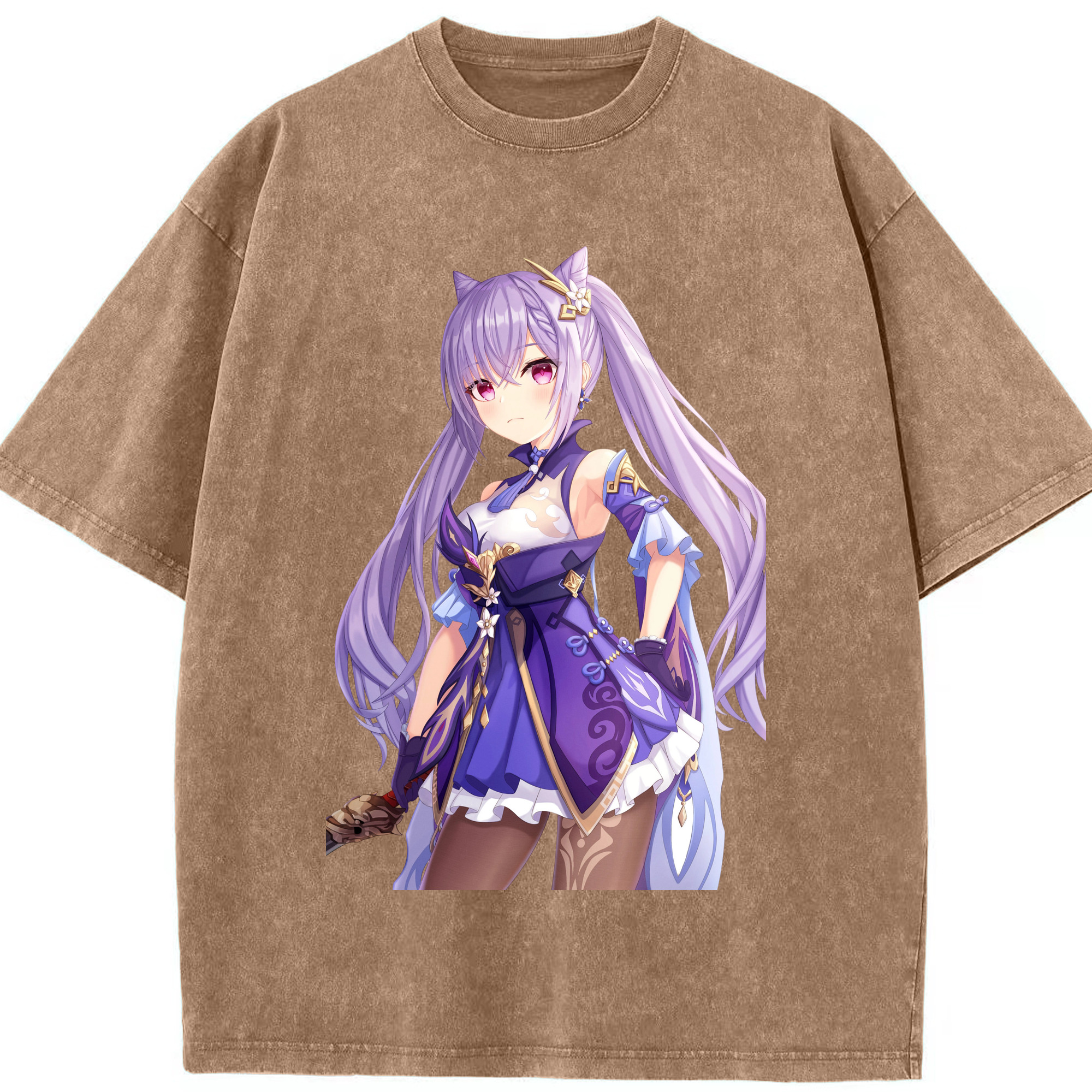 げんし神 刻晴 こくせい genshin Kokusei 綿100% ヴィンテージ風 半袖Tシャツ（フロントプリント）