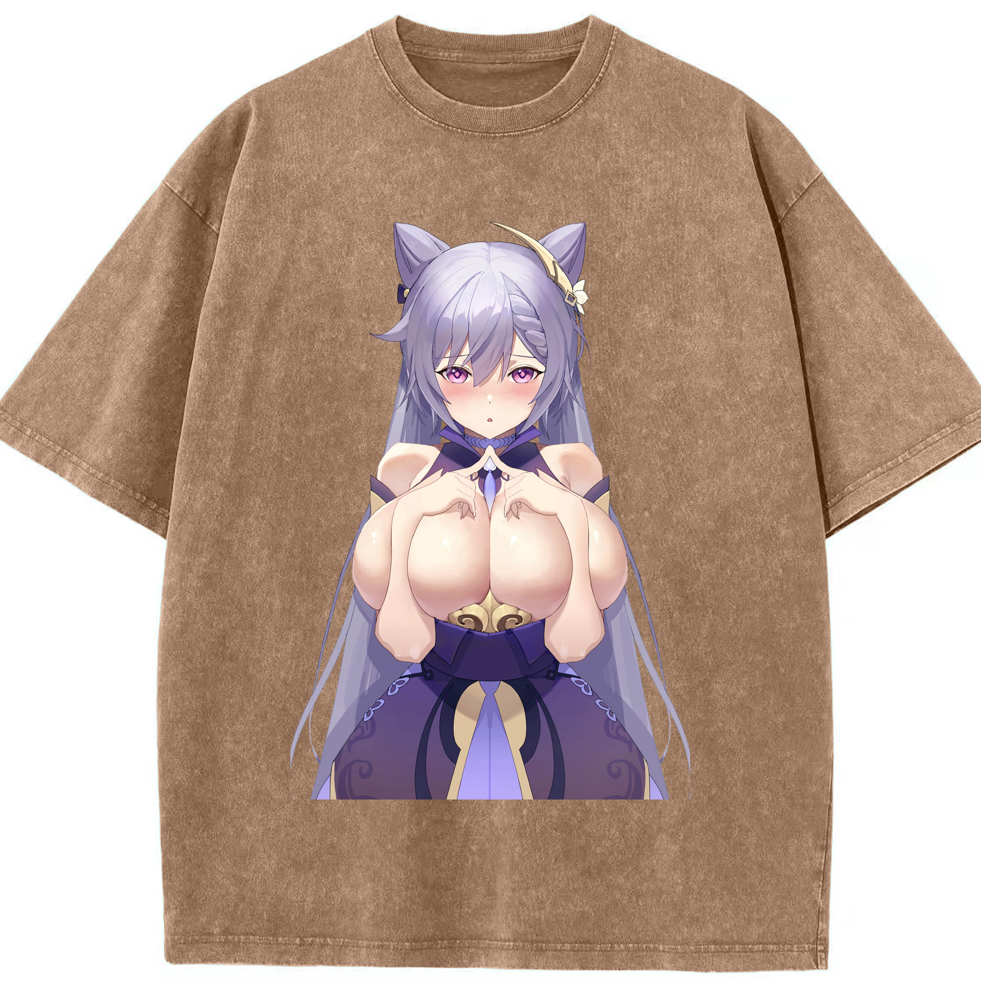 げんし神 刻晴 こくせい genshin Kokusei 綿100% ヴィンテージ風 半袖Tシャツ（フロントプリント）