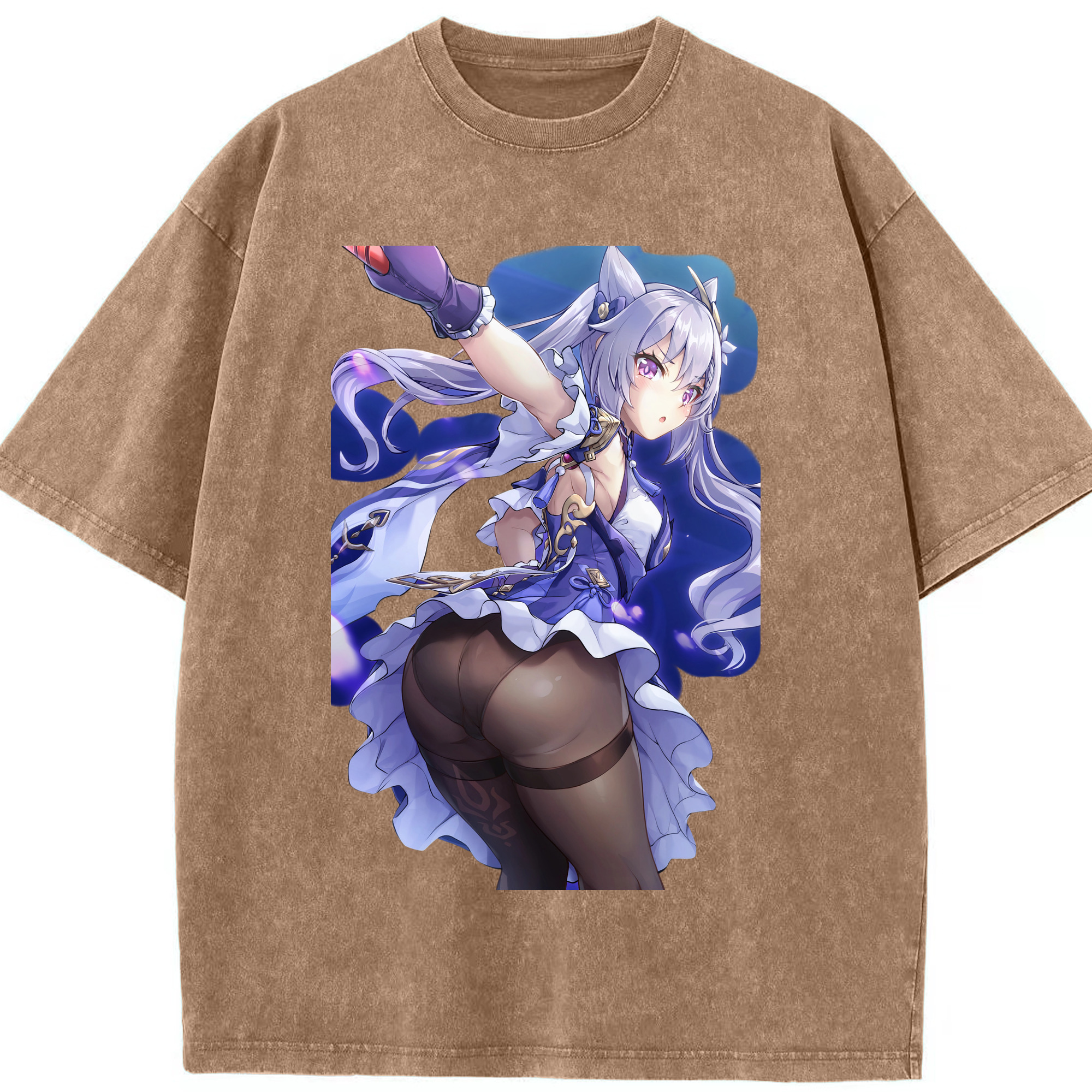 げんし神 刻晴 こくせい genshin Kokusei 綿100% ヴィンテージ風 半袖Tシャツ（フロントプリント）