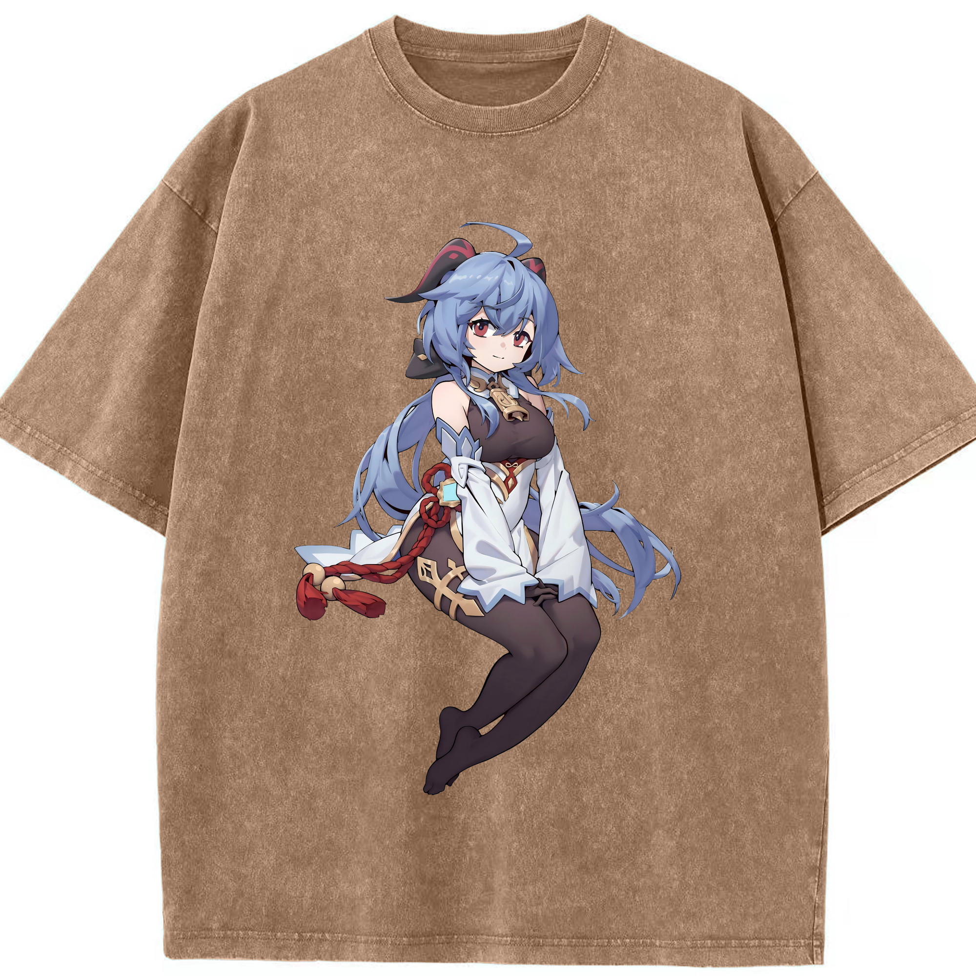 げんし神 甘雨 かんう genshin Ganyu 綿100% ヴィンテージ風 半袖Tシャツ（フロントプリント）