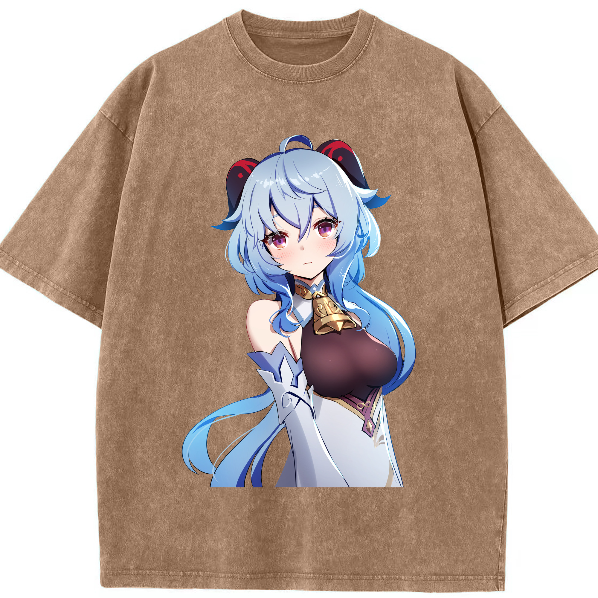 げんし神 甘雨 かんう genshin Ganyu 綿100% ヴィンテージ風 半袖Tシャツ（フロントプリント）