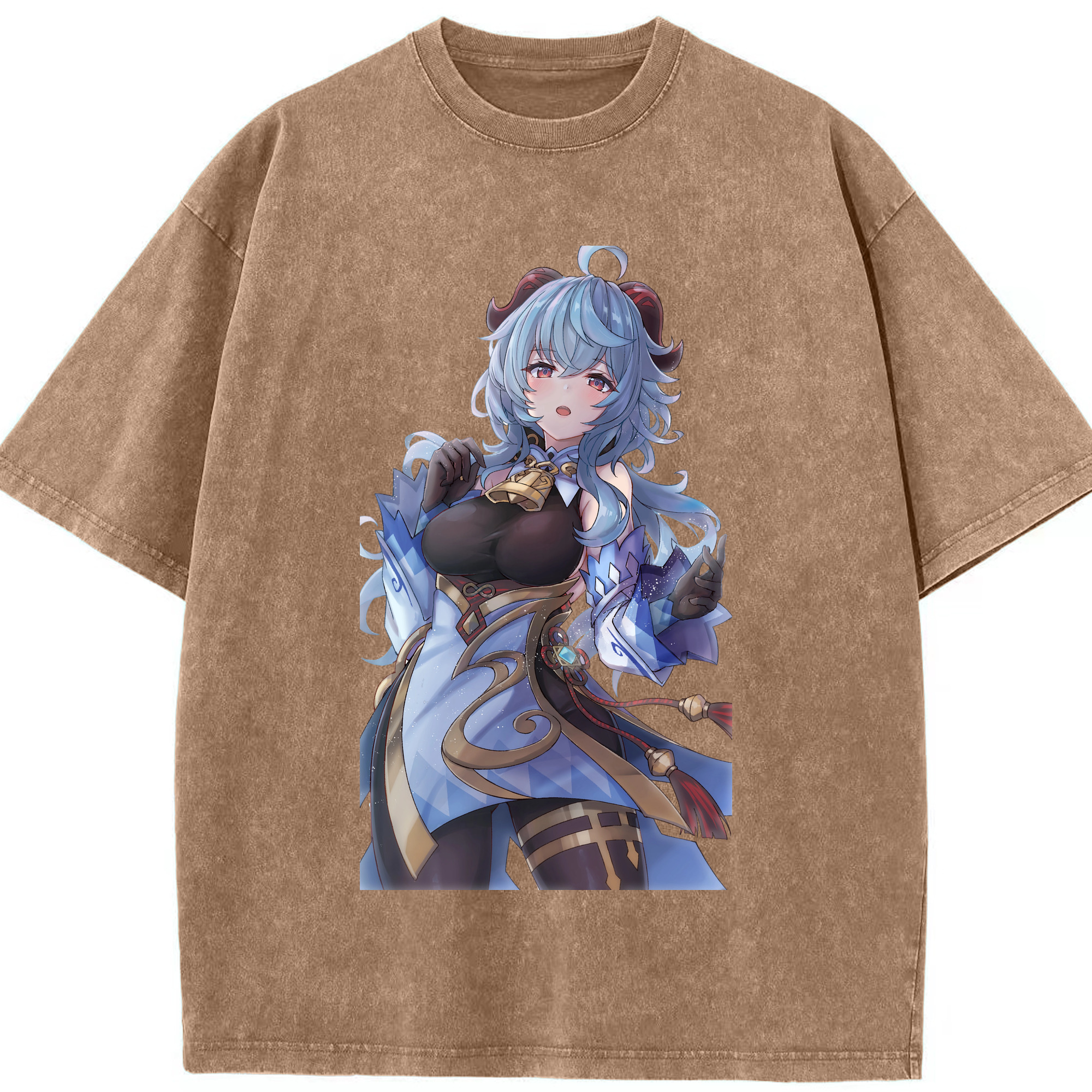 げんし神 甘雨 かんう genshin Ganyu 綿100% ヴィンテージ風 半袖Tシャツ（フロントプリント）