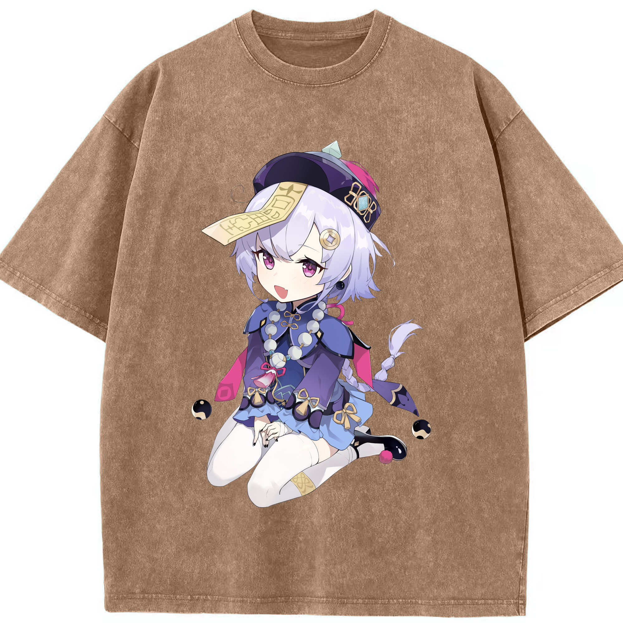 げんし神 七七 なな  genshin Nana 綿100% ヴィンテージ風 半袖Tシャツ（フロントプリント）